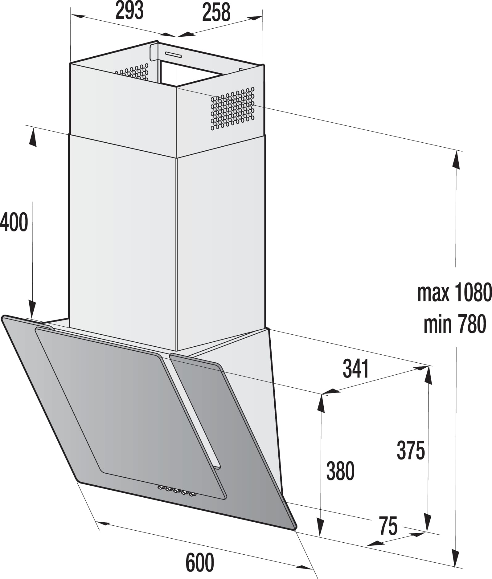 Hisense - CH6IN6BXBG – Campana, Decorativa, 650M³/H, Clase: B, Negro