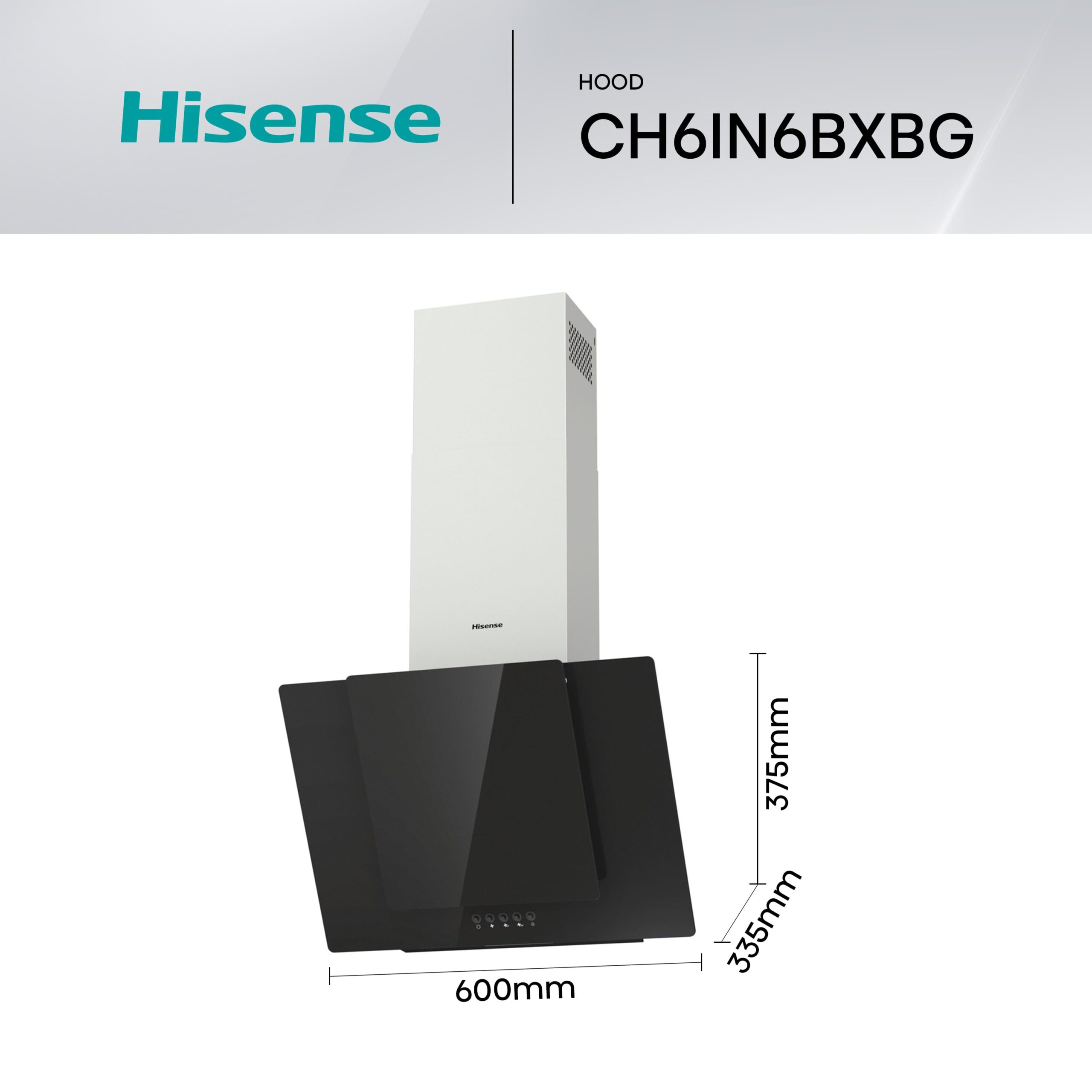 Hisense - CH6IN6BXBG – Campana, Decorativa, 650M³/H, Clase: B, Negro