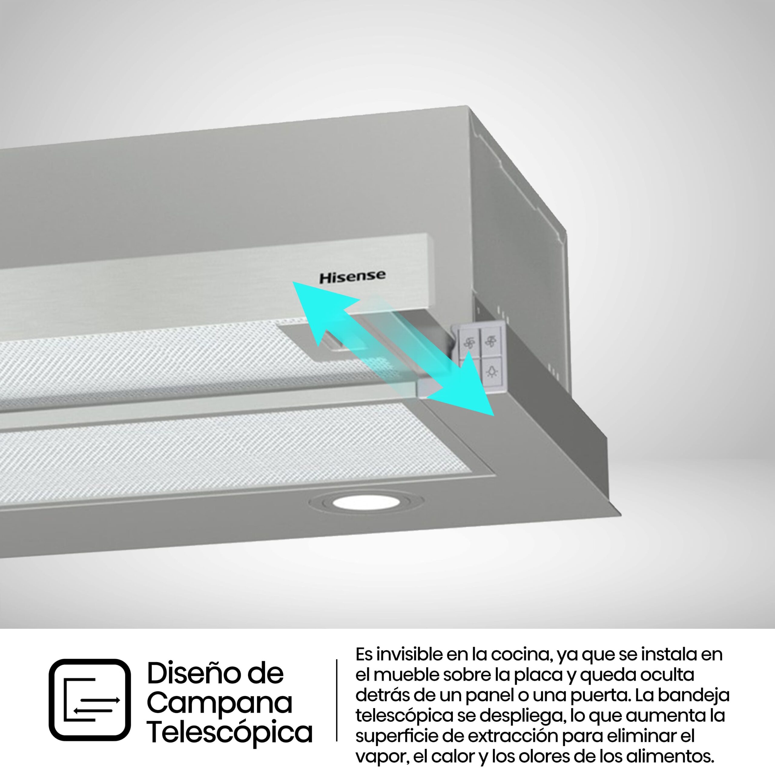 Hisense - CH6TL4BX – Campana, Decorativa, 450M³/H, Clase: C, Inox