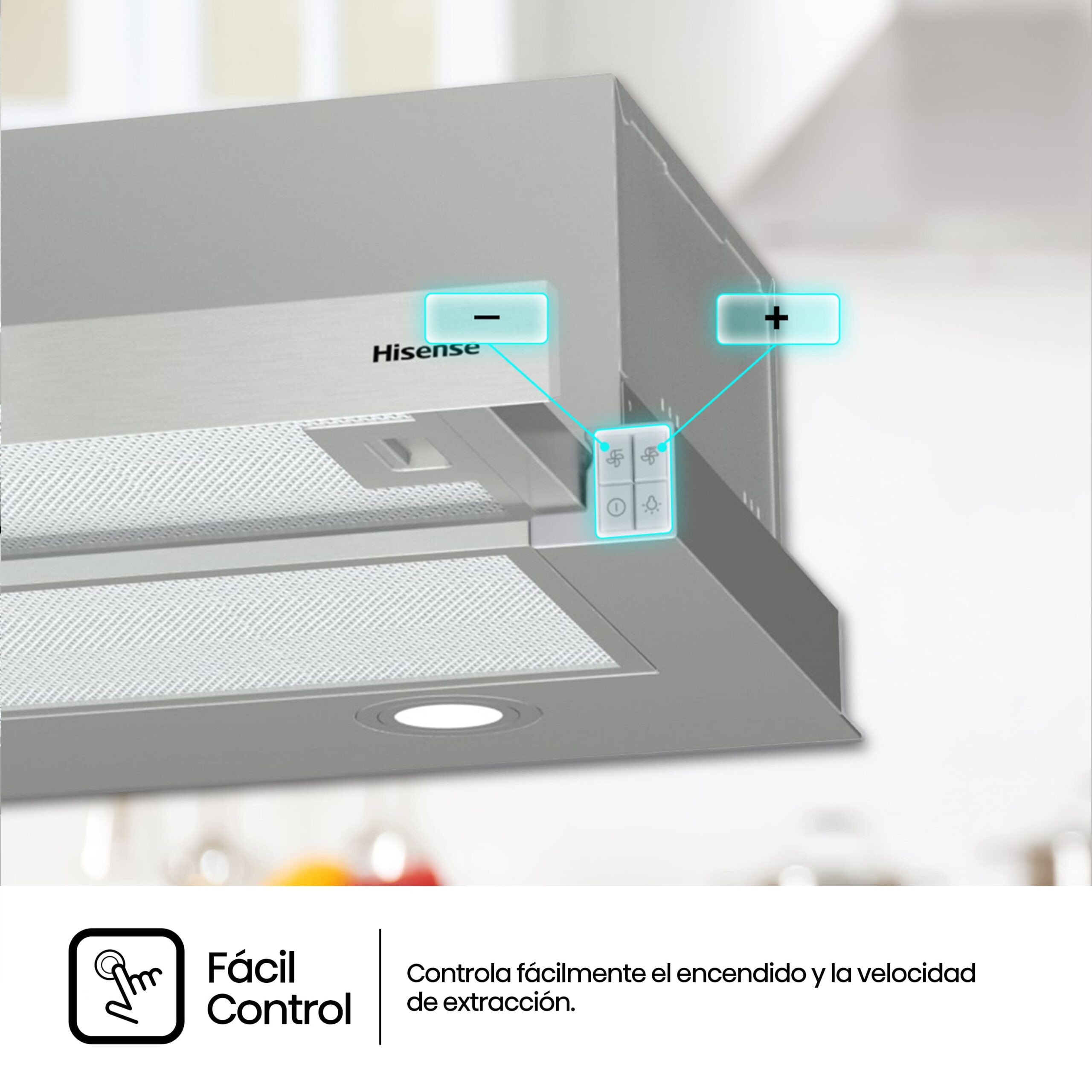 Hisense - CH6TL4BX – Campana, Decorativa, 450M³/H, Clase: C, Inox