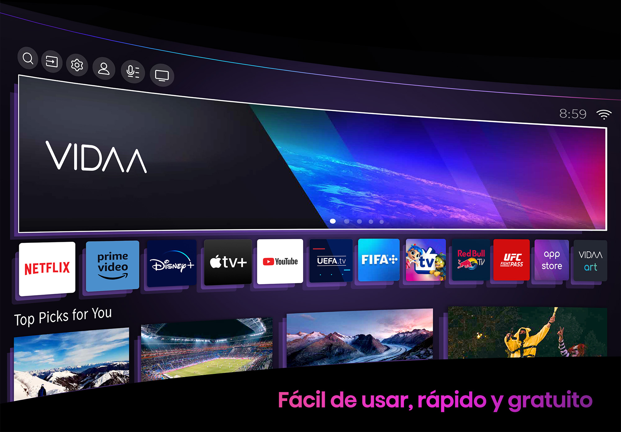 E-Vision, SMART TV DE 50 UHD 4K VIDAA TV A6KV + BARRA DE SONIDO DE 60W