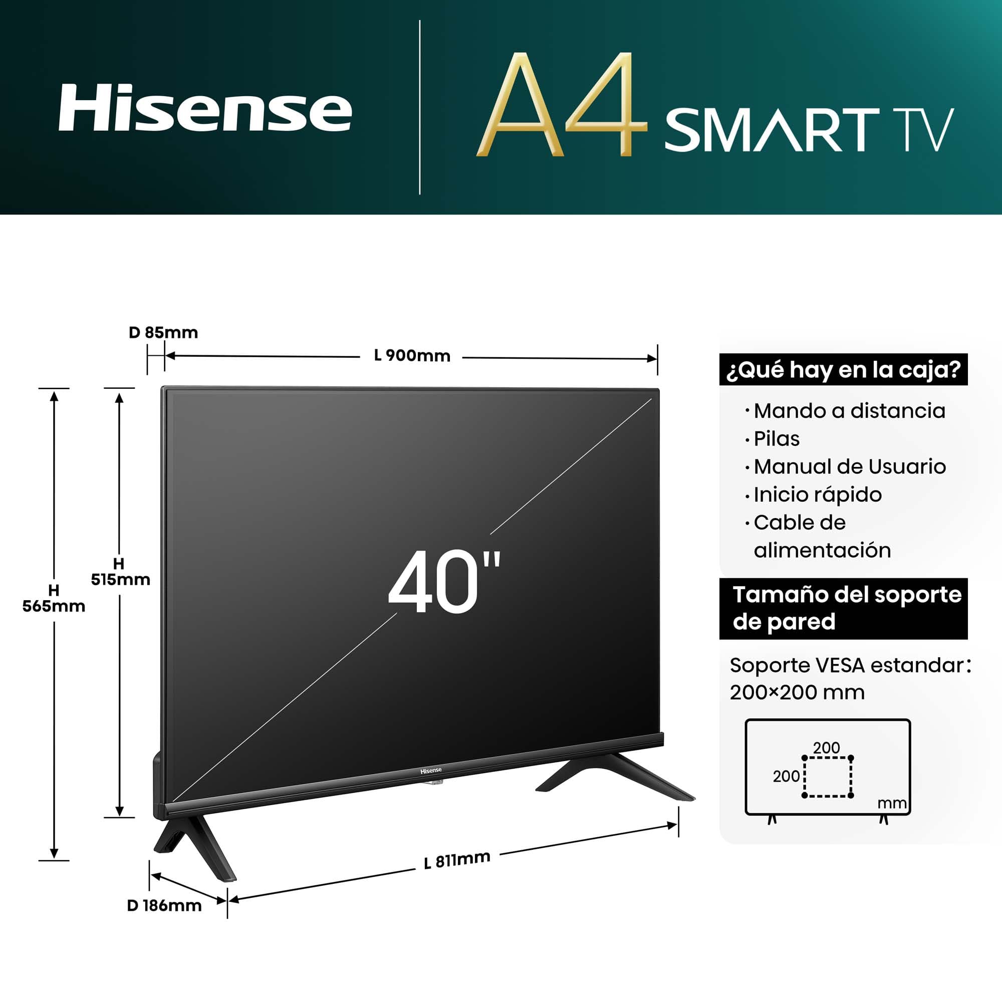 Hisense - Serie A4N Smart TV HD, TV con Modo Juego