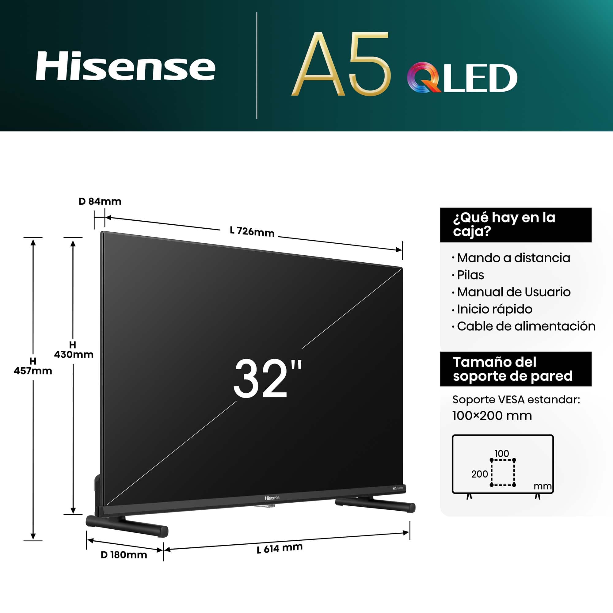 Hisense - QLED TV 32A5NQ Quantum Dot Colour