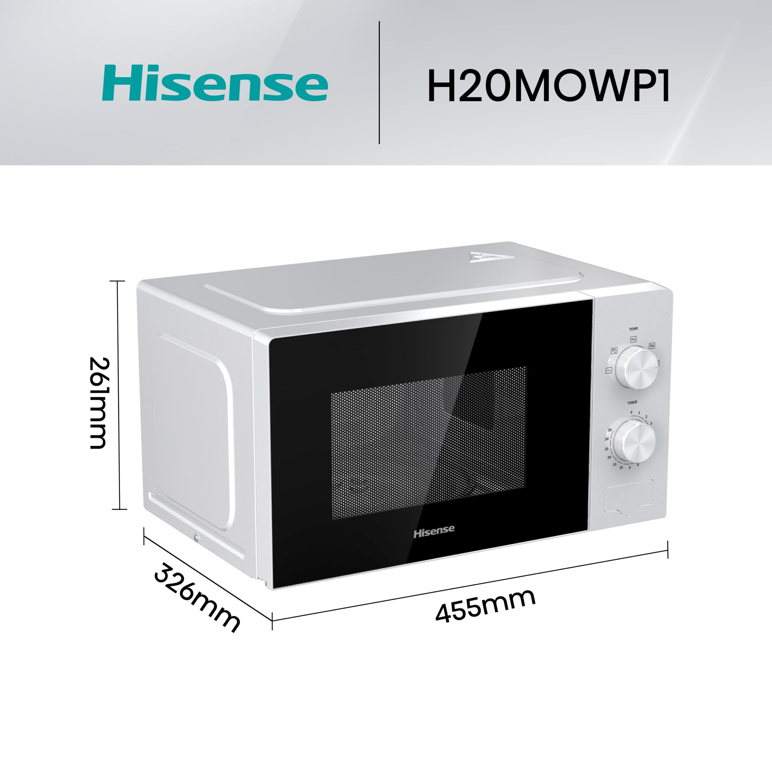 Hisense - H20MOWP1 – Microondas, 20L, Blanco