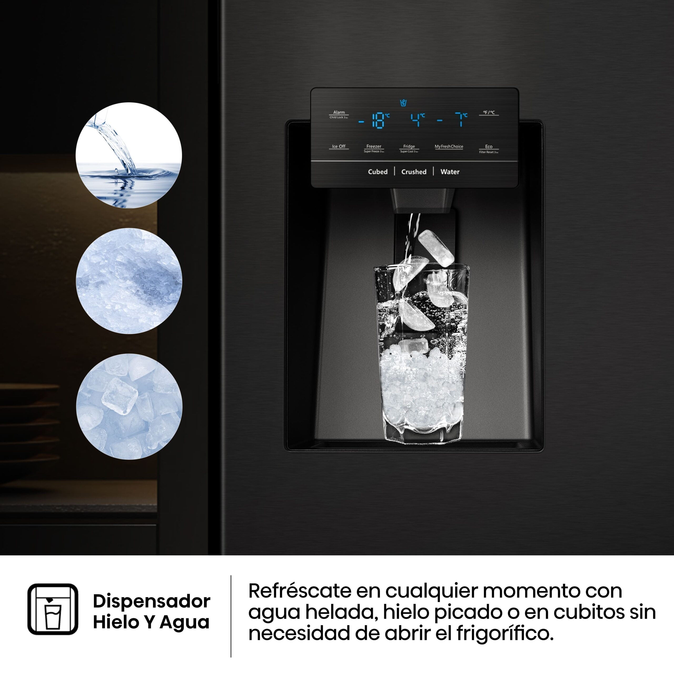 Hisense - RQ760N4IFE – Frigorífico Americano 4 Puertas Inteligente, Clase E, 577L, Negro