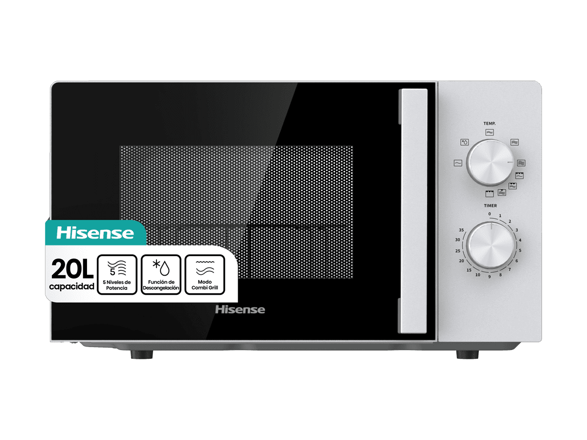 Hisense - H20MOWP1HG – Microondas Con Grill, 20L, Blanco, , 