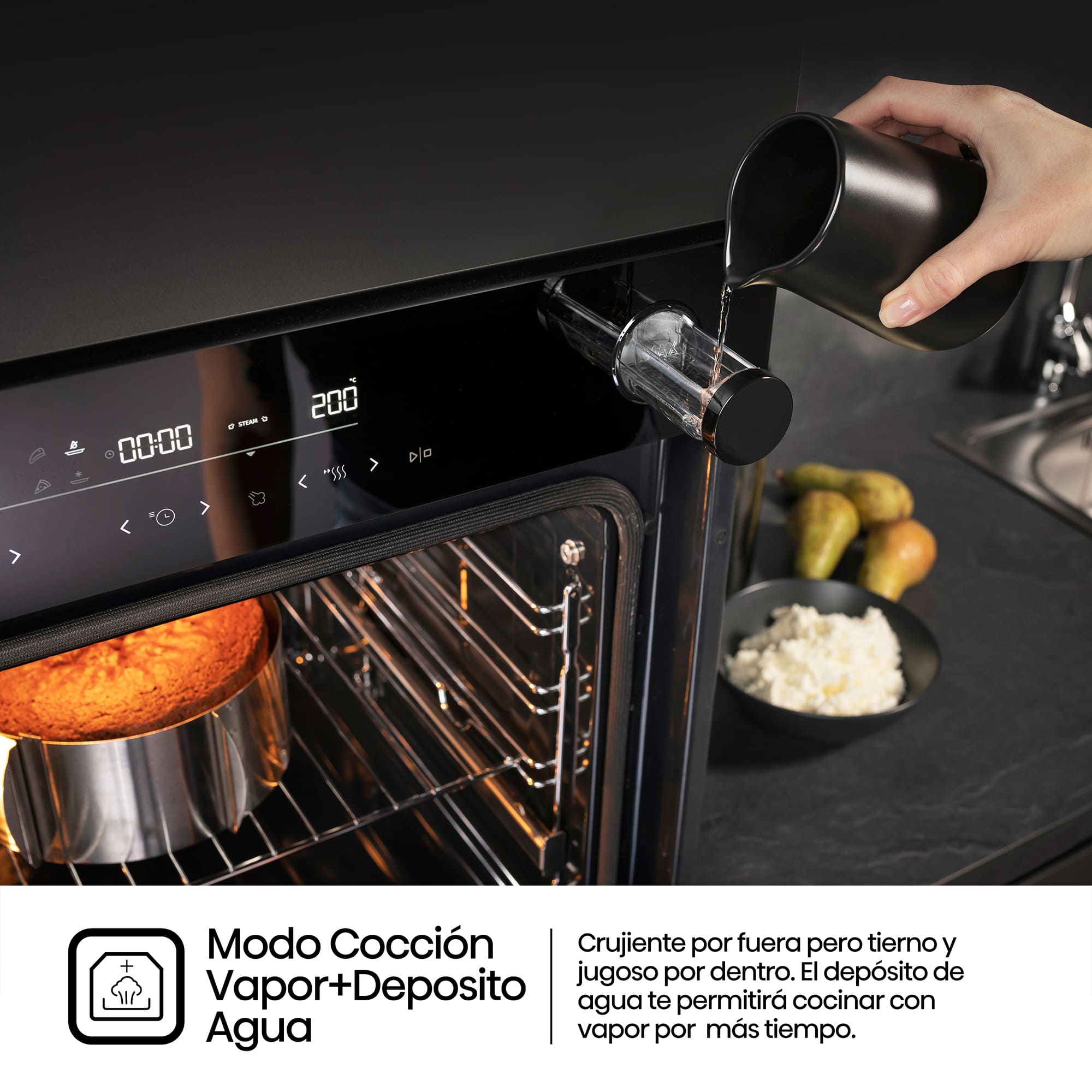 Hisense - BSA66346ADBGWIFI – Horno Hidrolítico, Cocción Vapor Con Depósito, Clase A+, 77L, Cristal Negro