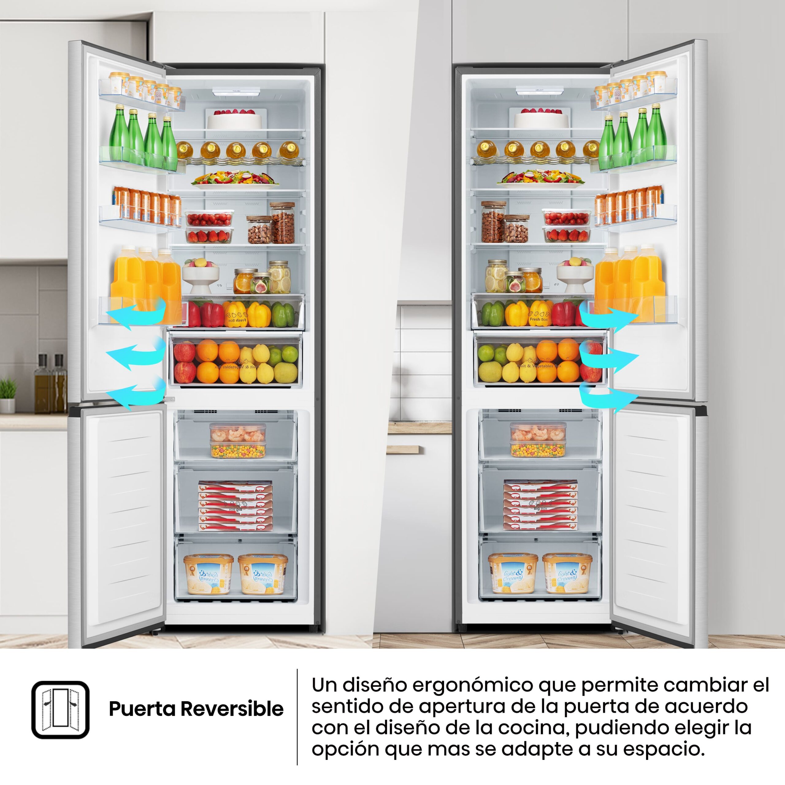 Hisense - RB440N4CCB – Frigorífico Combi 2 Puertas, Clase B , 336L, Inox