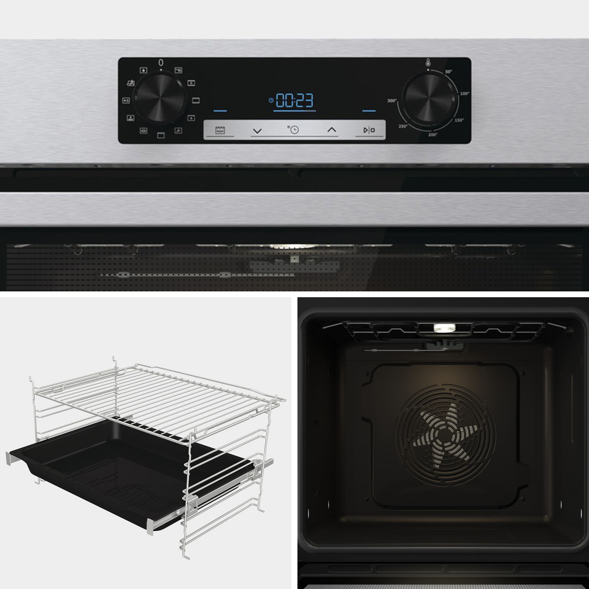 Hisense - BI62216AX – Horno Hidrolítico, Clase A, 77L, Gris Inox