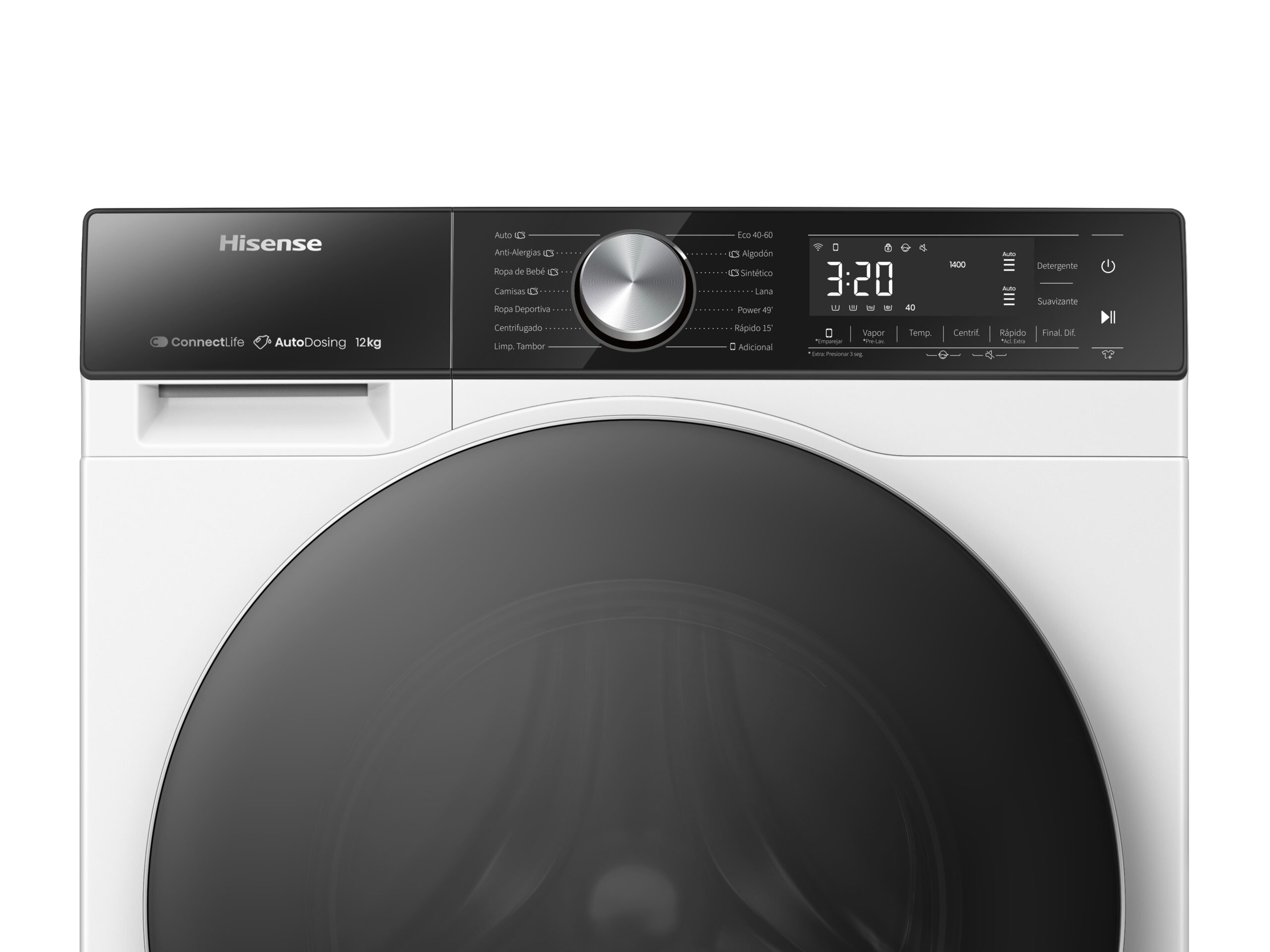 Hisense - WF5S1245BW – Lavadora, Clase A, 12 Kg, 1400 rpm, Blanco