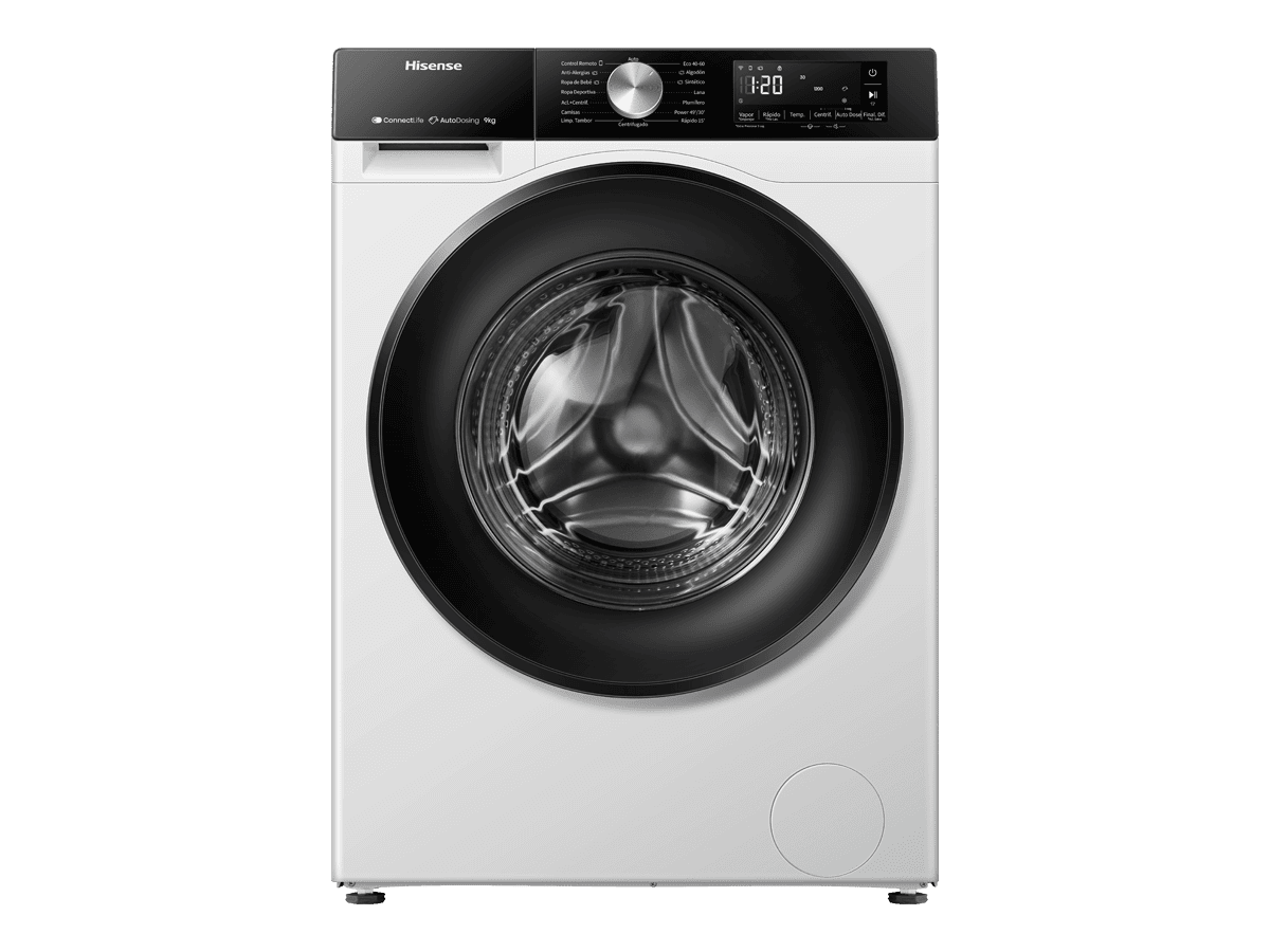 Hisense - WF3S9045BW3 – Lavadora, Clase A, 9 Kg, 1400 rpm, Blanco, , 