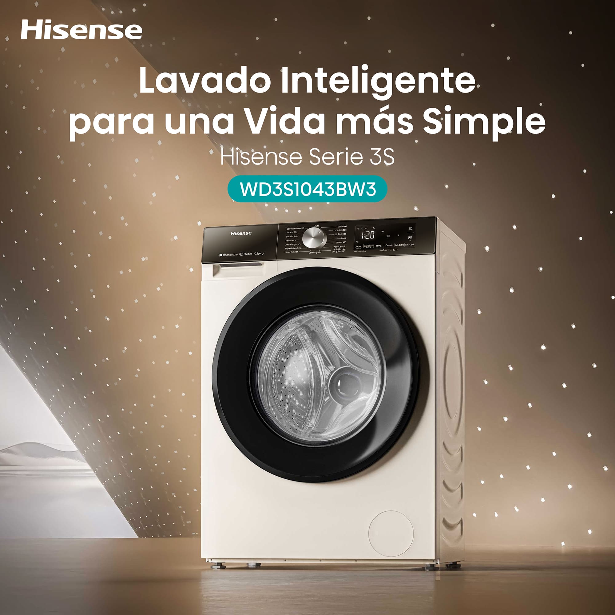 Hisense - WD3S1043BW3 – Lavasecadora, Clase A, 10,5 kg/6 kg, 1400 rpm, Blanco