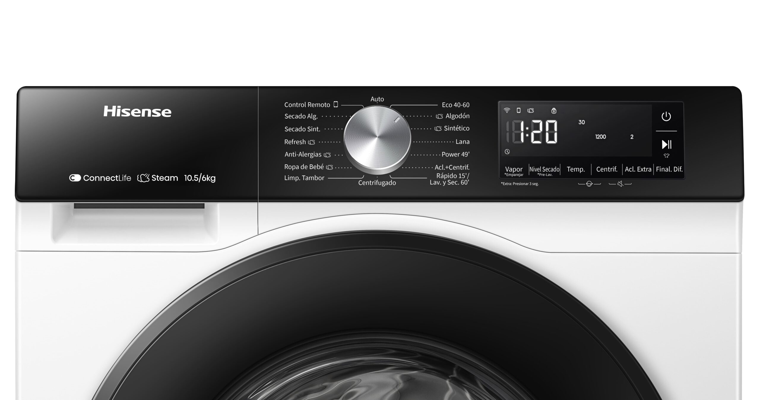 Hisense - WD3S1043BW3 – Lavasecadora, Clase A, 10,5 kg/6 kg, 1400 rpm, Blanco