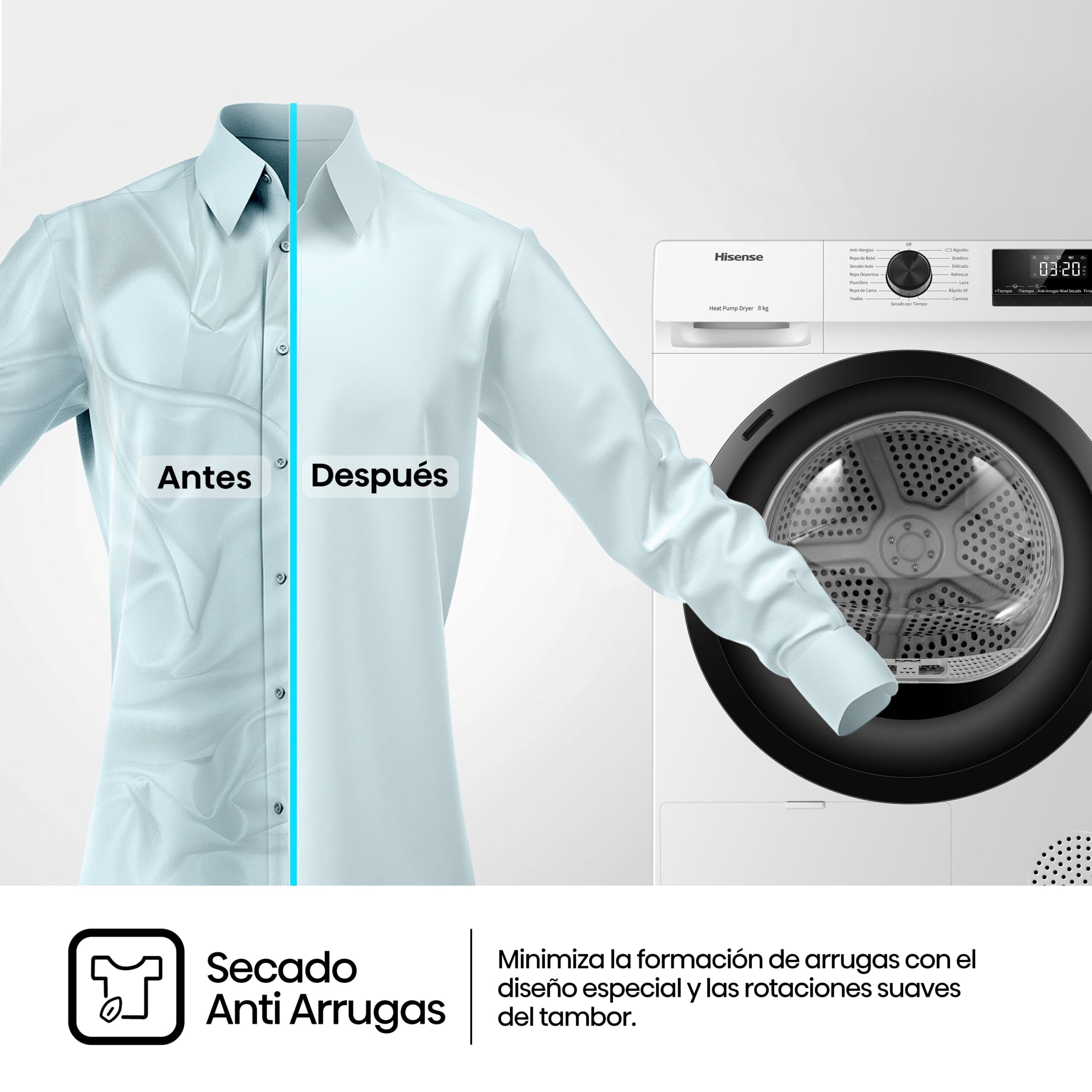 Hisense - DHQE800BW2 – Secadora, Clase A++, Capacidad 8 Kg, Color Blanco