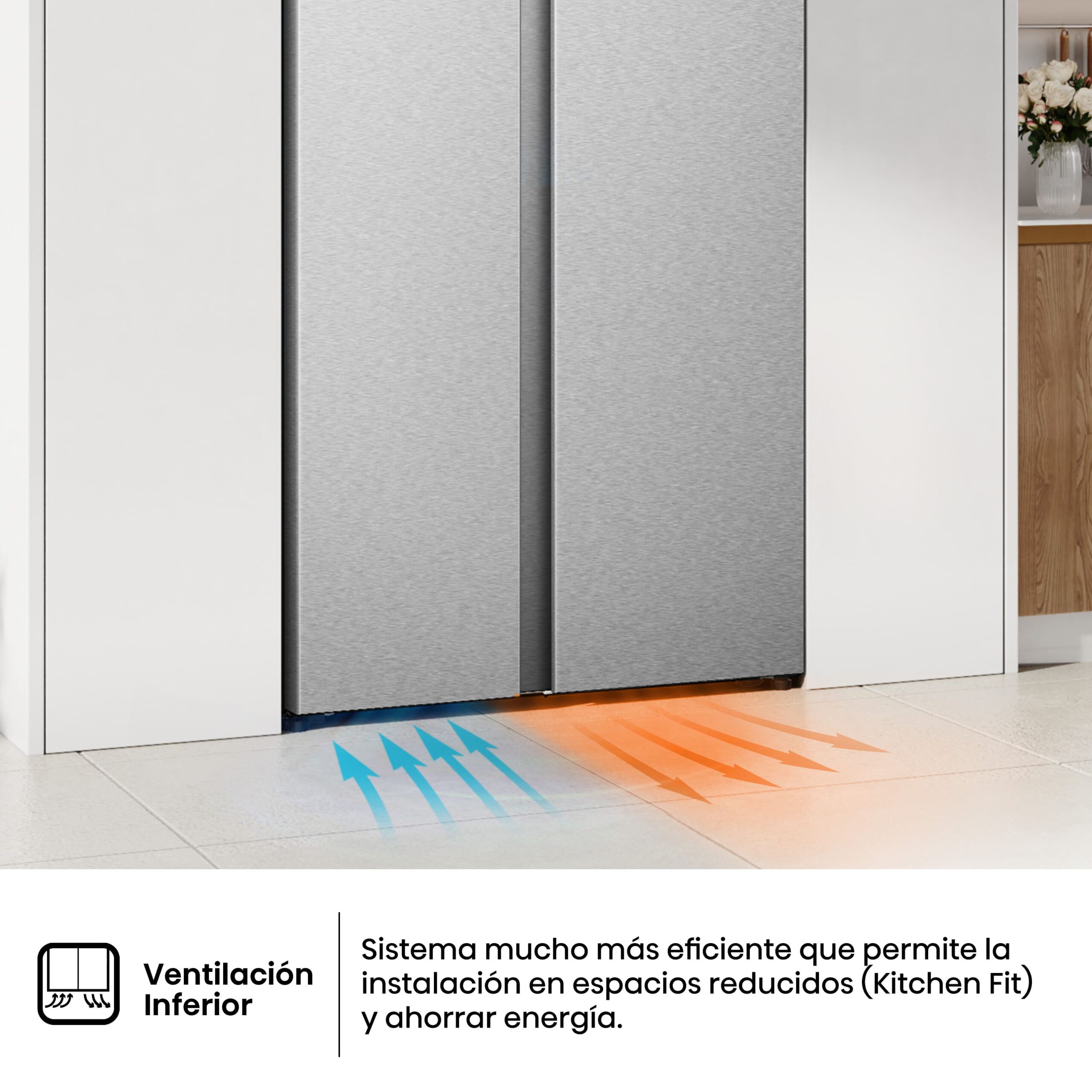 Hisense - RS3P538NAIE – Frigorífico Americano Side By Side, Clase E, Capacidad 534L, Color Inox