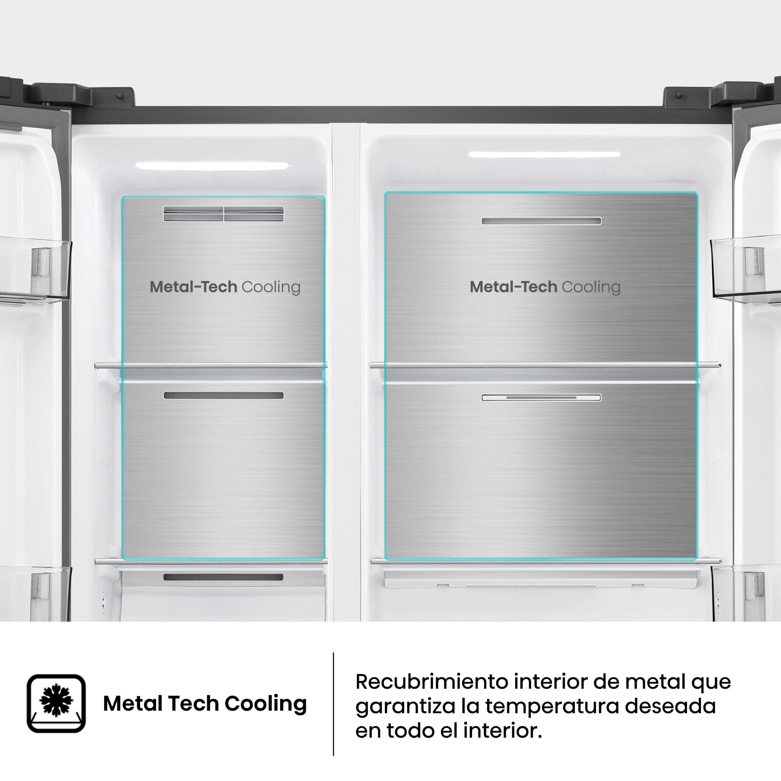 Hisense - RS3P538NAIE – Frigorífico Americano Side By Side, Clase E, Capacidad 534L, Color Inox