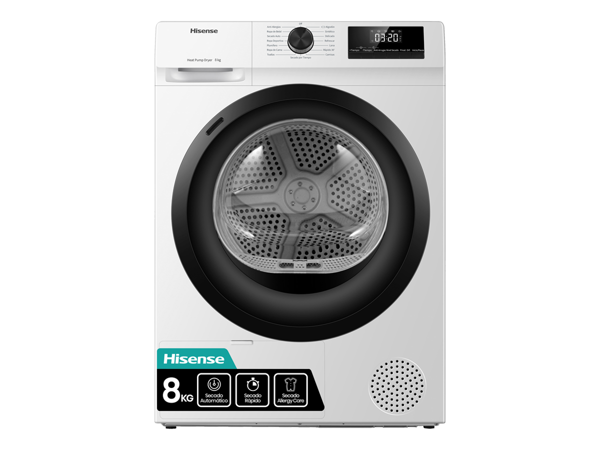 DHQE800BW2 - Secadora, Clase A++, Capacidad 8 Kg, Color Blanco