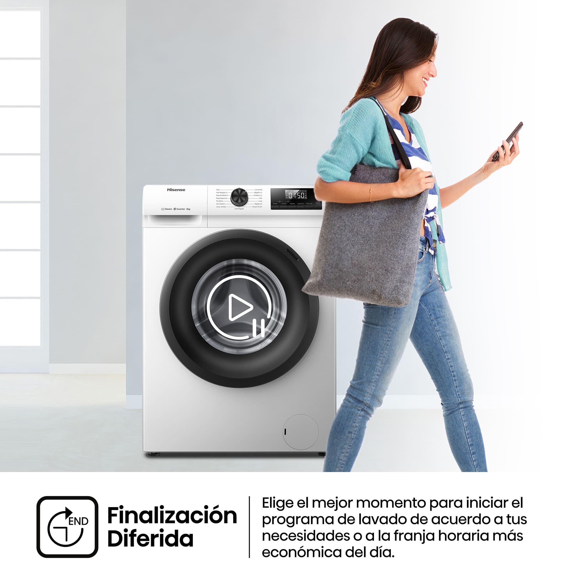 Hisense - WF1Q8041BW – Lavadora De Libre Instalación, Clase A, Capacidad 8 Kg , 1400 rpm, Color Blanco