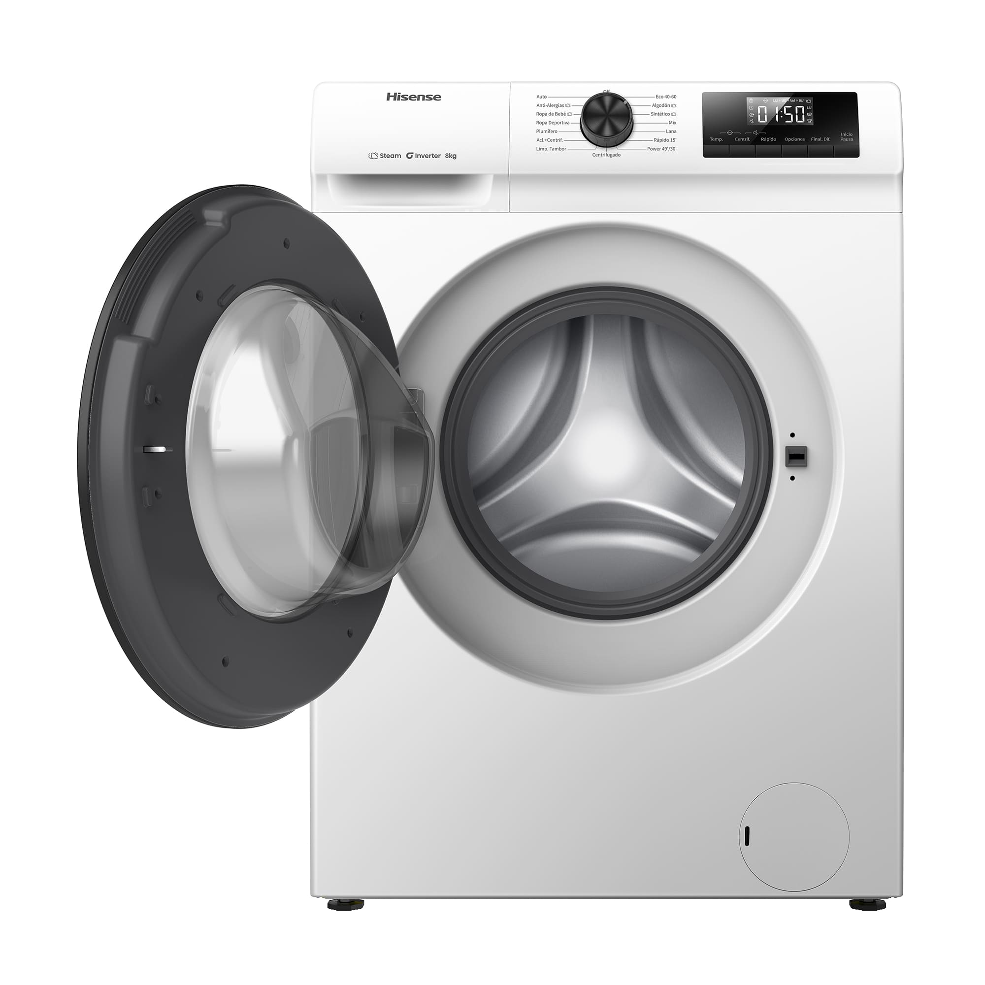 Hisense - WF1Q8041BW – Lavadora De Libre Instalación, Clase A, Capacidad 8 Kg , 1400 rpm, Color Blanco