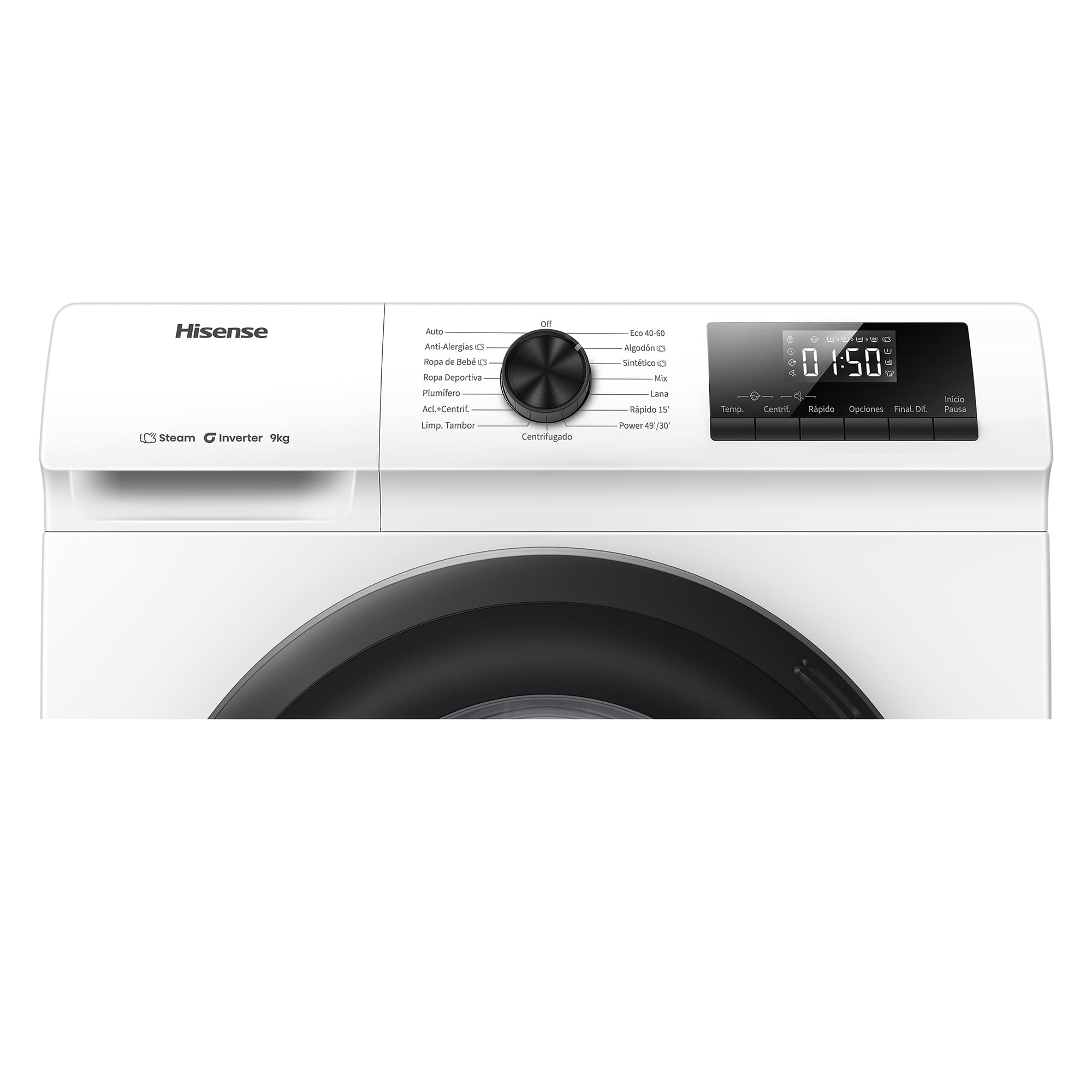 Hisense - WF1Q9041BW – Lavadora, Clase A, Capacidad 9 Kg , 1400 rpm, Color Blanco