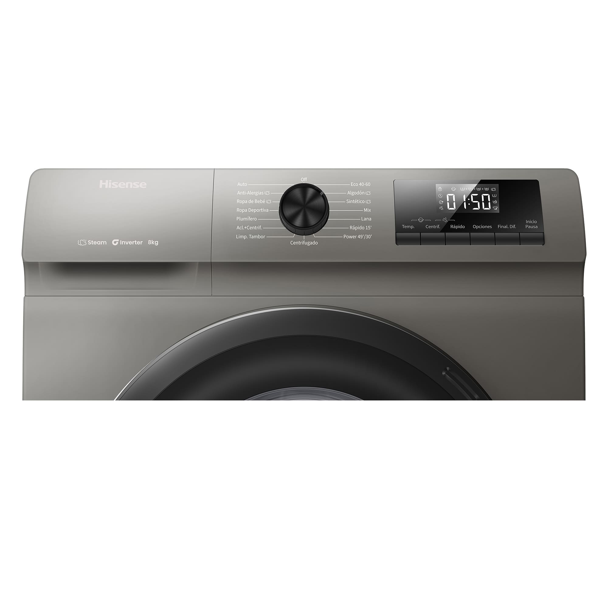 Hisense - WF1Q8041BT – Lavadora De Libre Instalación, Clase A, Capacidad 8 Kg , 1400 rpm, Color Gris