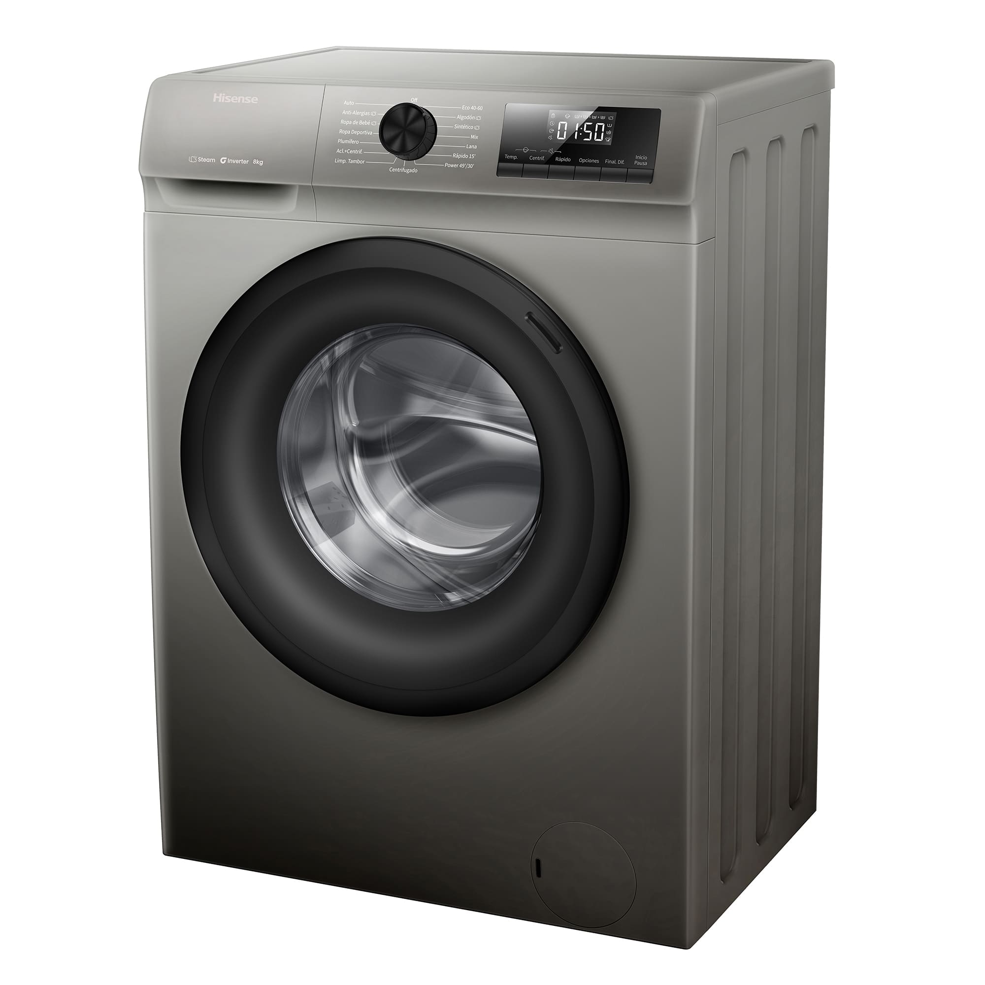 Hisense - WF1Q8041BT – Lavadora De Libre Instalación, Clase A, Capacidad 8 Kg , 1400 rpm, Color Gris