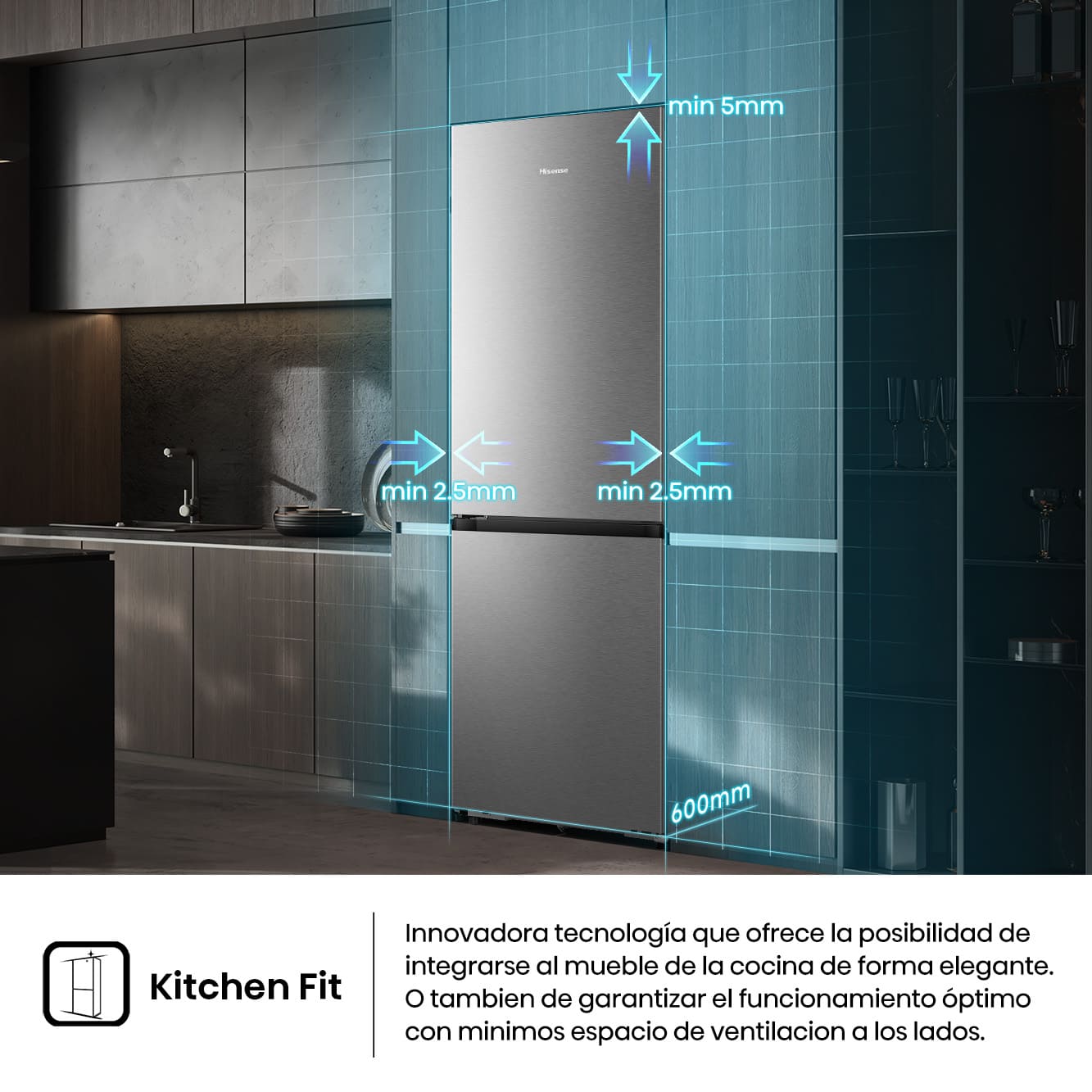 Hisense - RB3K330SAIC – Frigorífico Combi 2 Puertas, Clase C, Capacidad 330L, Color Inox