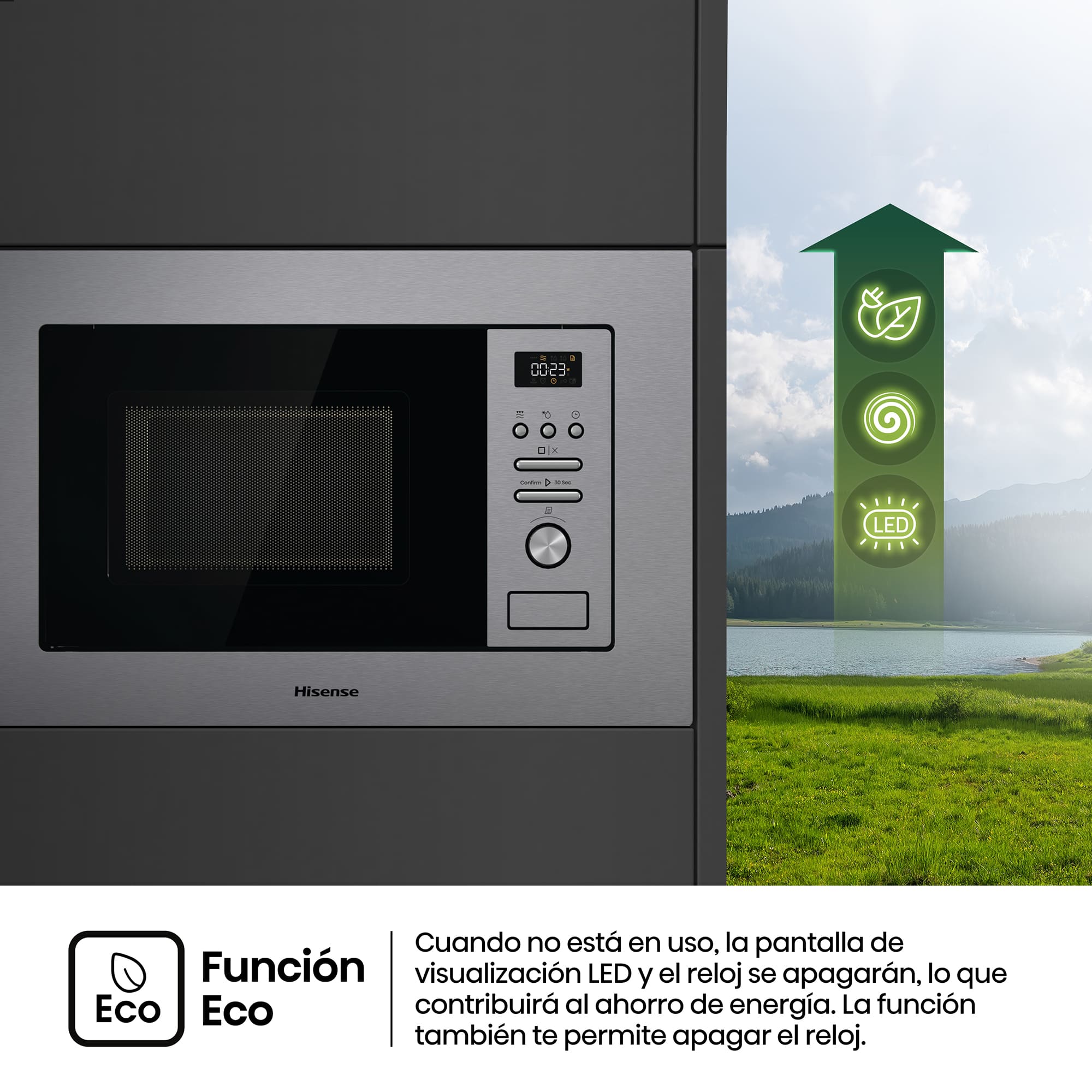 Hisense - BIM320G41X – Microondas Integrable, Capacidad 20L, Color Inox