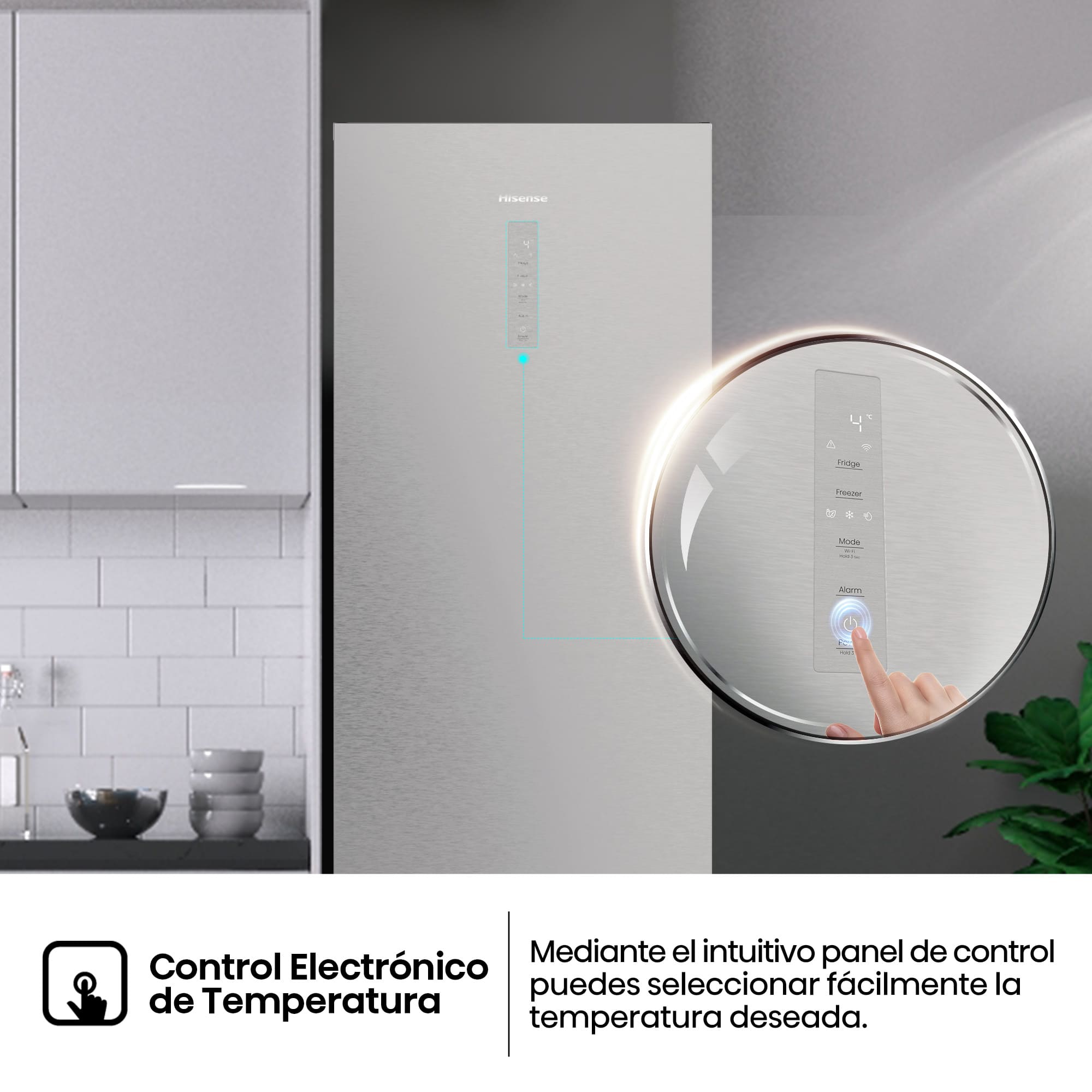 Hisense - RB5P410SACC – Frigorífico Combi 2 Puertas, Clase C, Capacidad 413L, Color inox