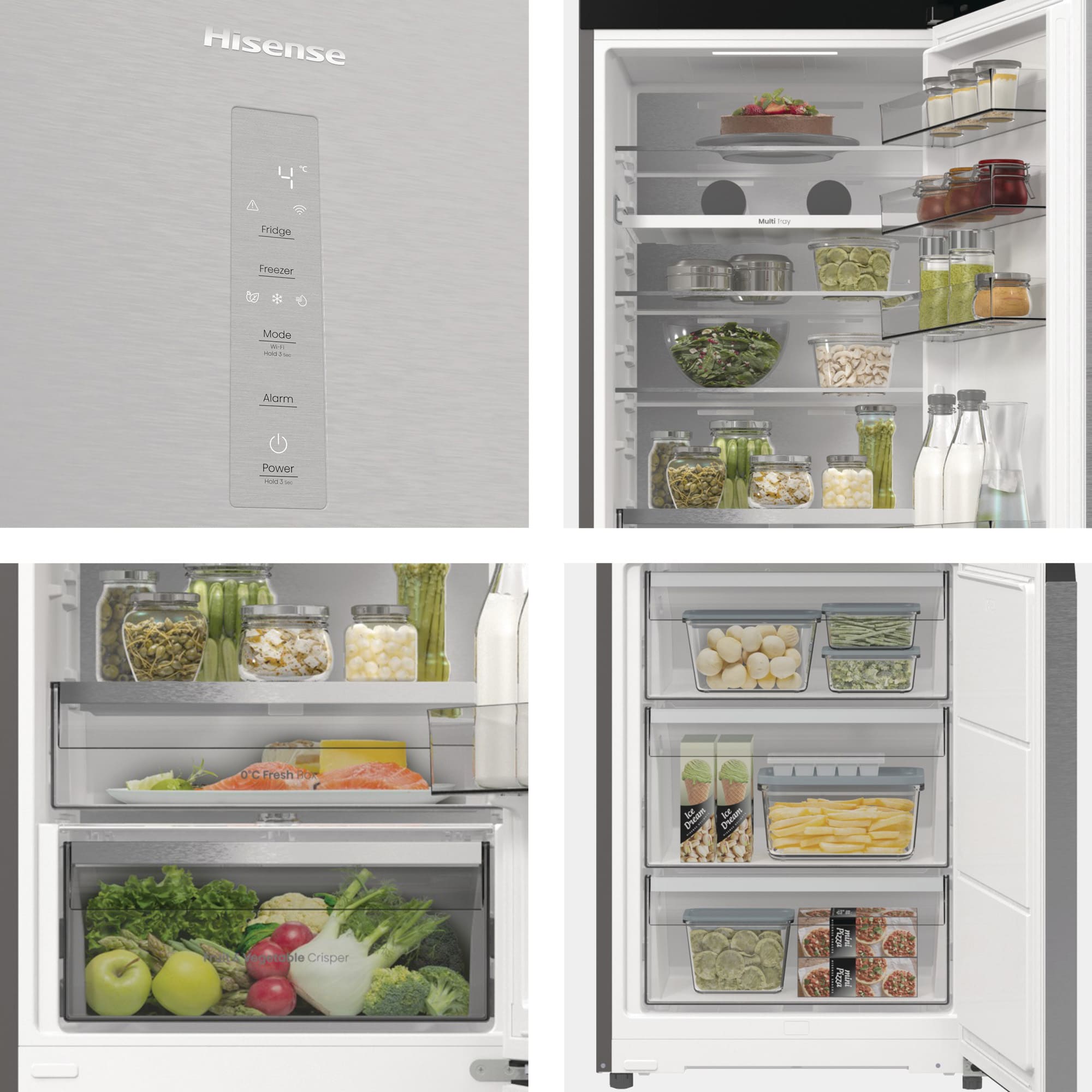 Hisense - RB5P410SACC – Frigorífico Combi 2 Puertas, Clase C, Capacidad 413L, Color inox