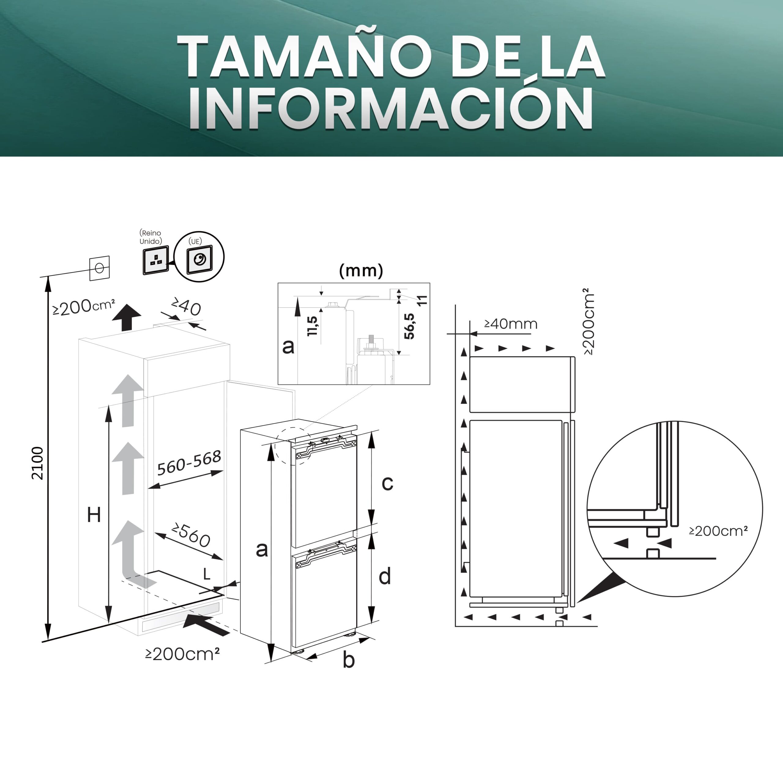 Hisense - RB3B280SAWE – Frigorífico Combi Integración Puerta Fija, Clase E , 284L, Blanco