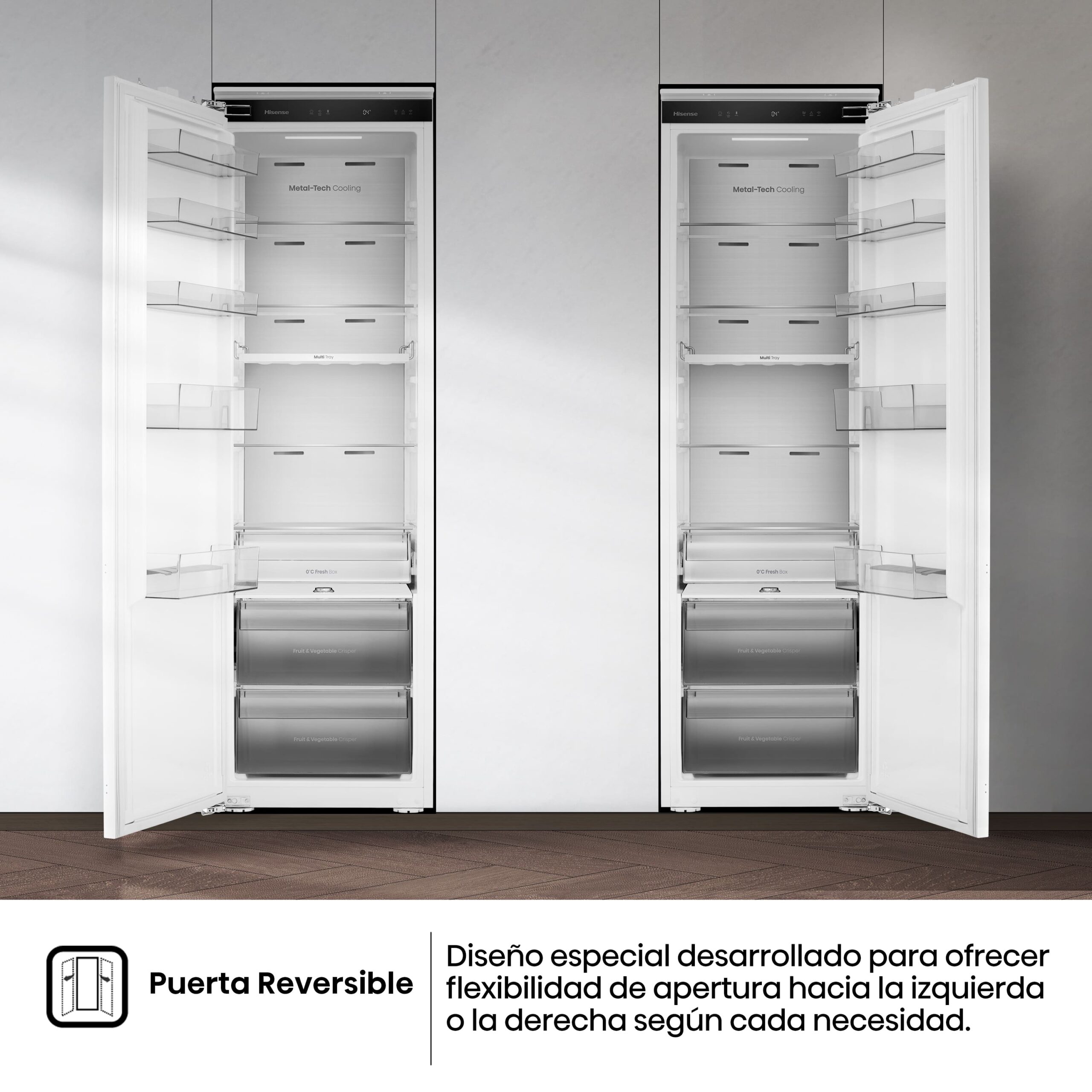 Hisense - RL3B303SAWE – Frigorífico 1 Puerta Integrable Puerta Fija, Clase E , 300L, Blanco