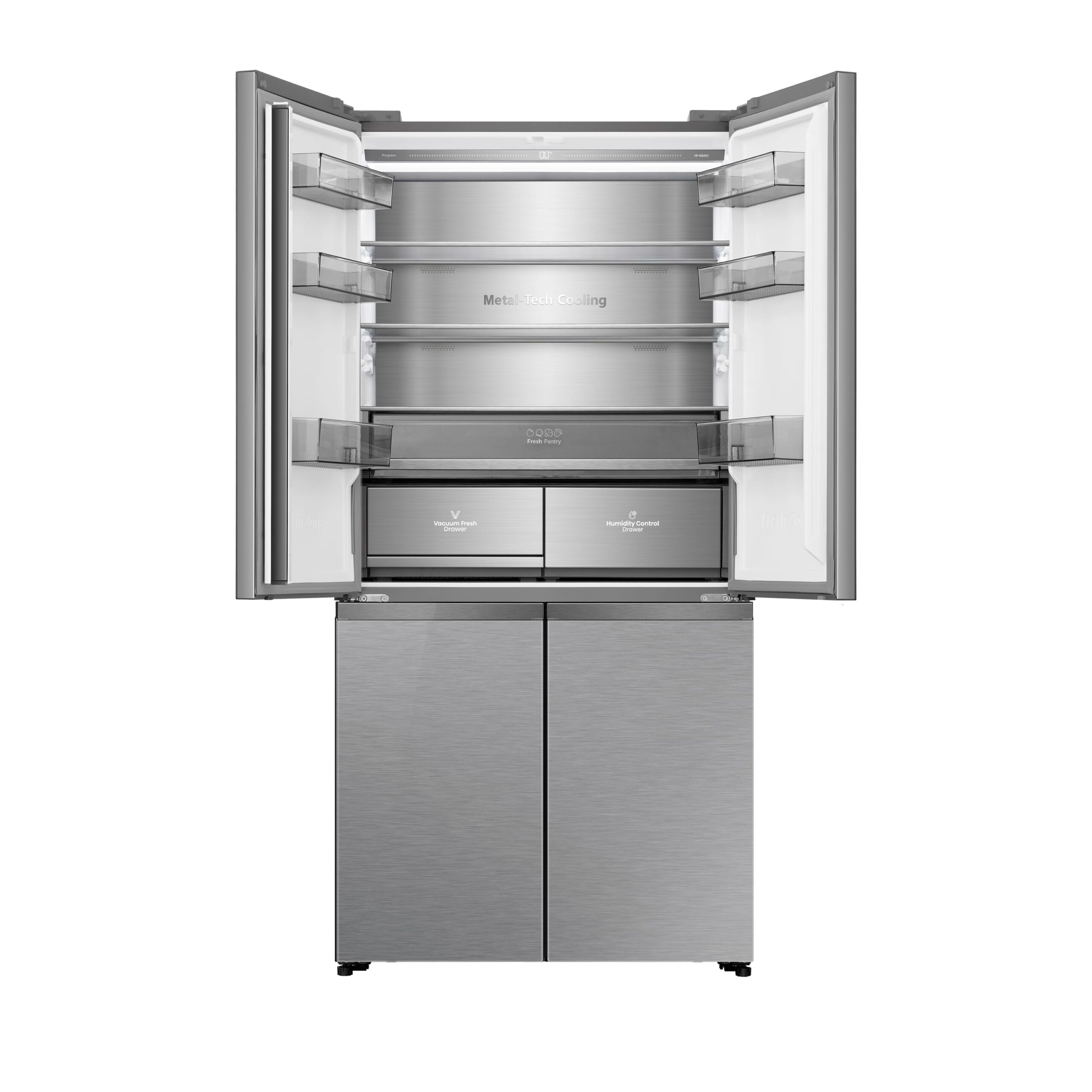 Hisense - RQ5P605NSVE – Frigorífico Americano 4 Puertas, Clase E, Capacidad 591L, Color Inox