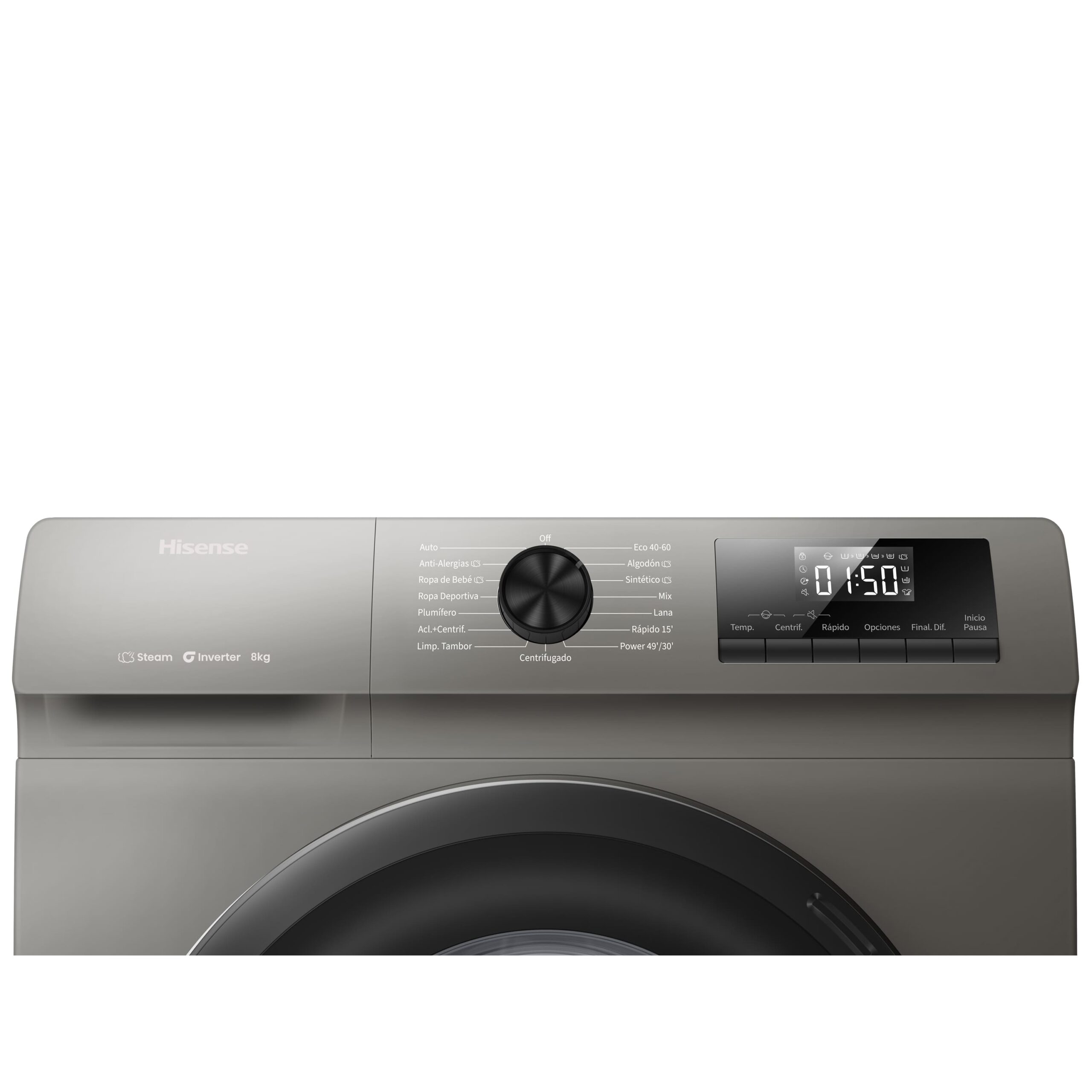 Hisense - WF1Q8041BT – Lavadora De Libre Instalación, Clase A, Capacidad 8 Kg , 1400 rpm, Color Gris