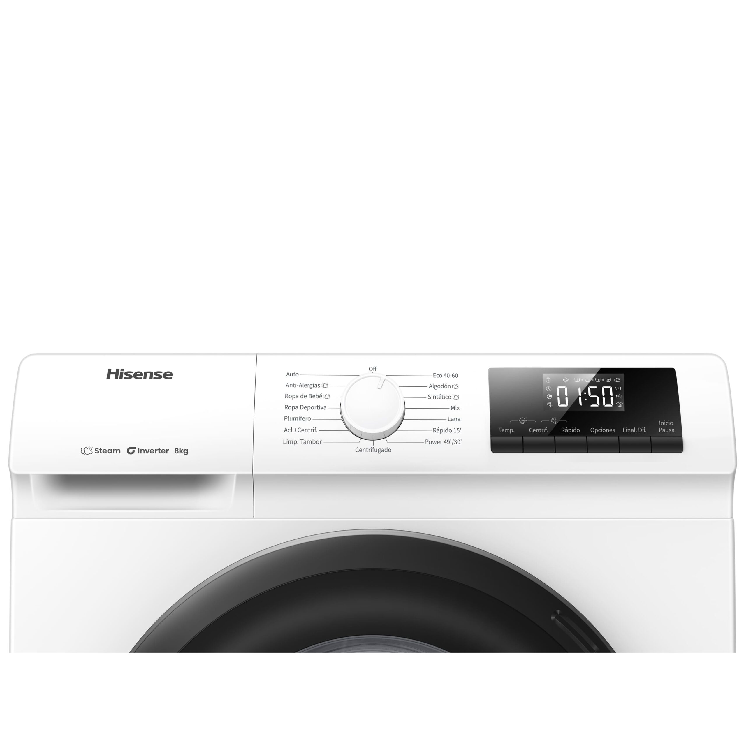 Hisense - WF1Q8041BW1 – Lavadora De Libre Instalación, Clase A, Capacidad 8 Kg , 1400 rpm, Color Blanco