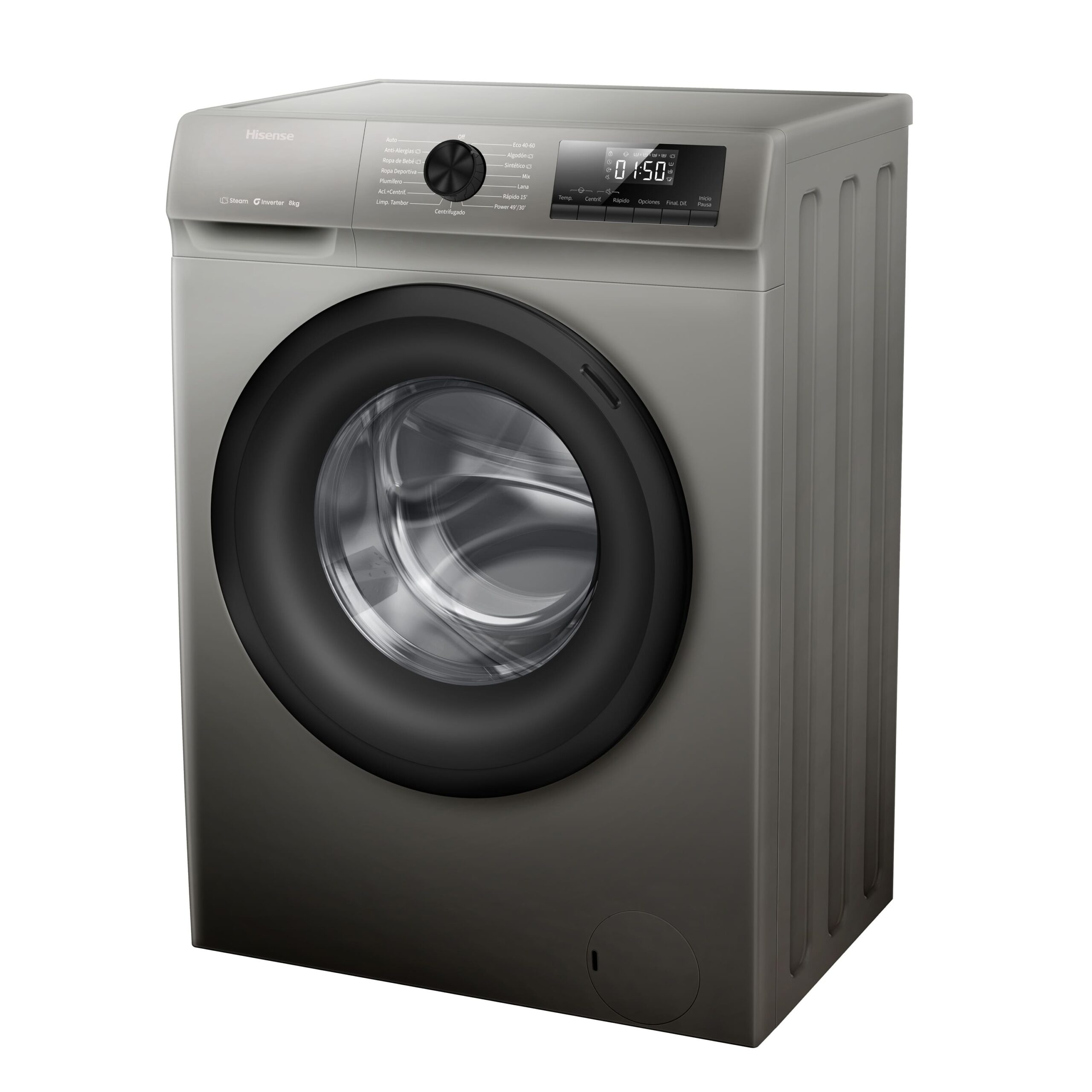 Hisense - WF1Q8041BT – Lavadora De Libre Instalación, Clase A, Capacidad 8 Kg , 1400 rpm, Color Gris