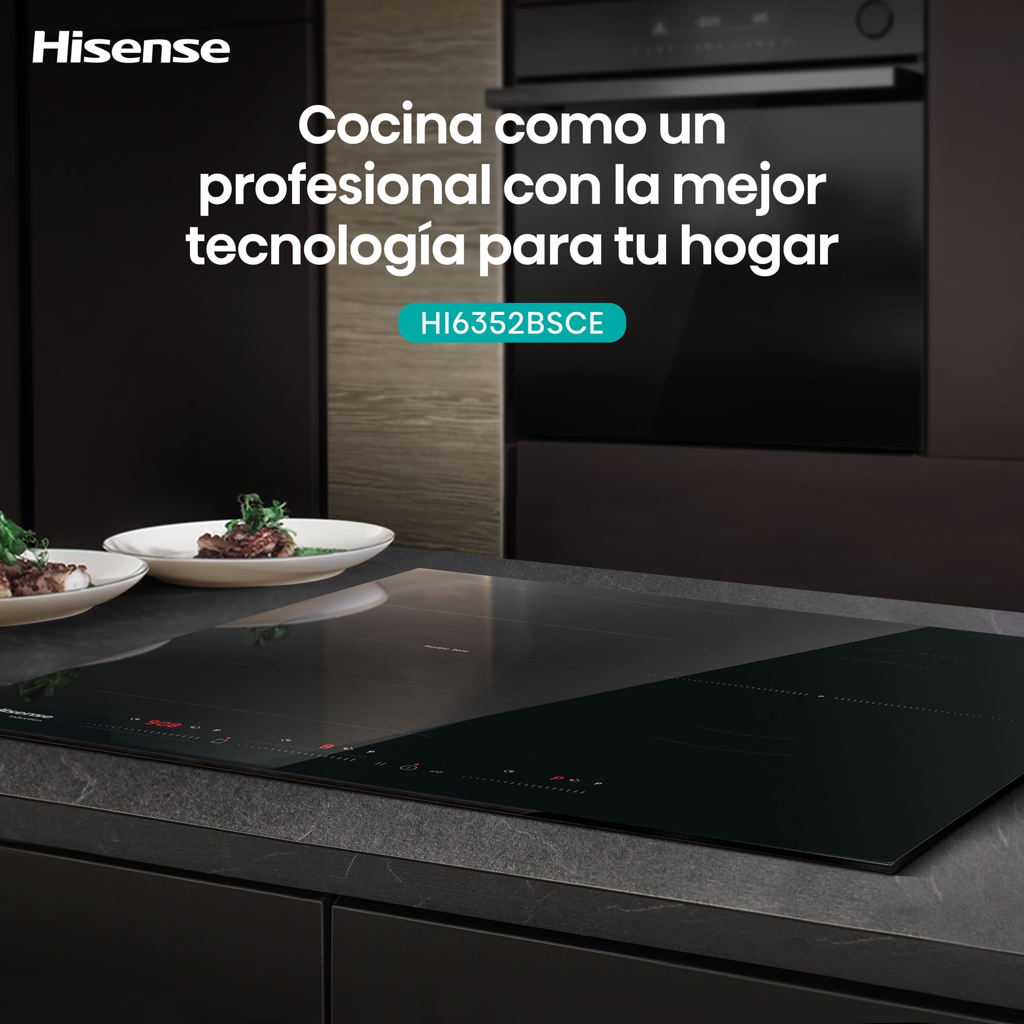 Hisense - HI6352BSCE – Placa Induccion Flex, 3 Zonas, Capacidad 7400W, Color Negro