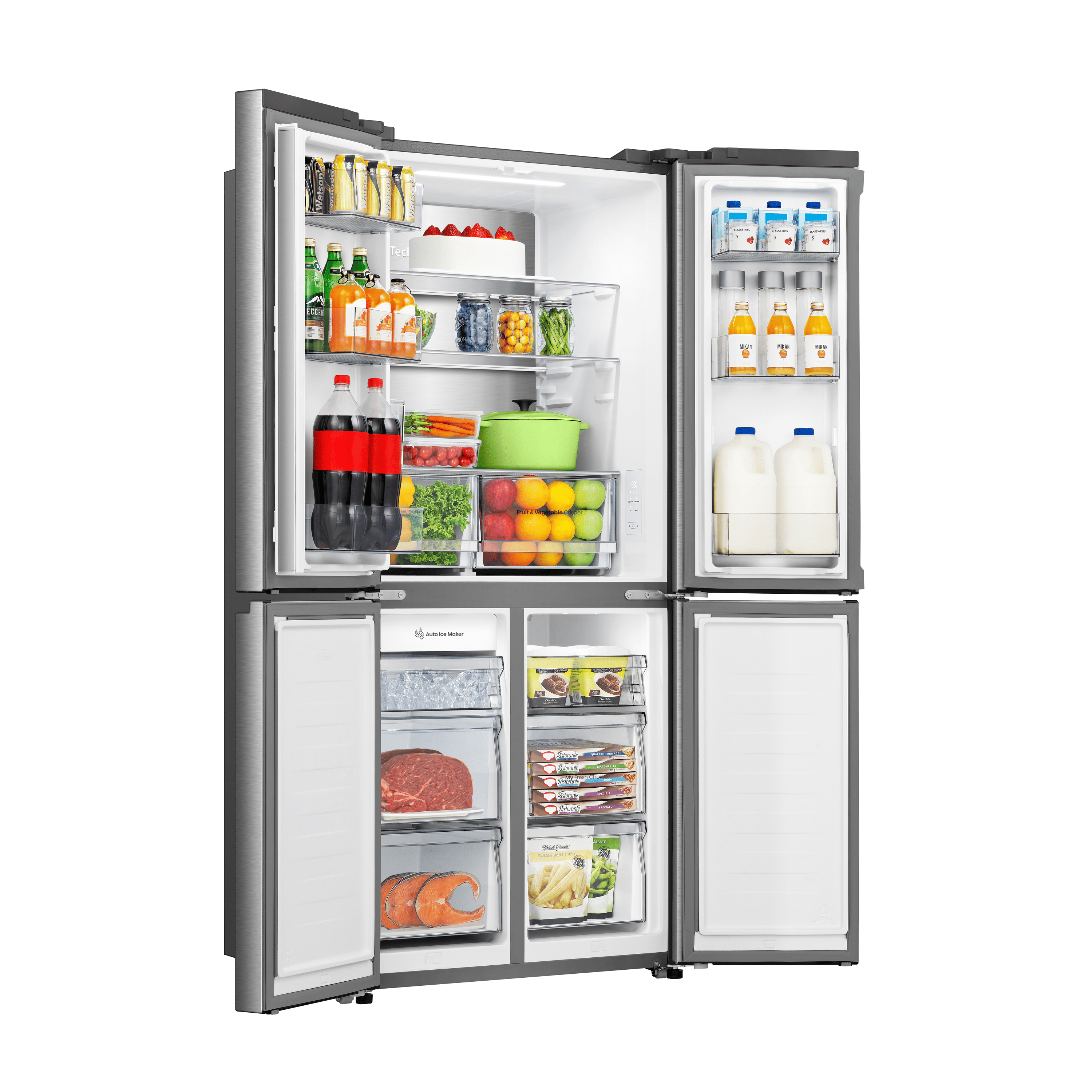 Hisense - RQ5P470SYID – Frigorífico Americano 4 Puertas, Clase D, Capacidad 483L, Color Inox