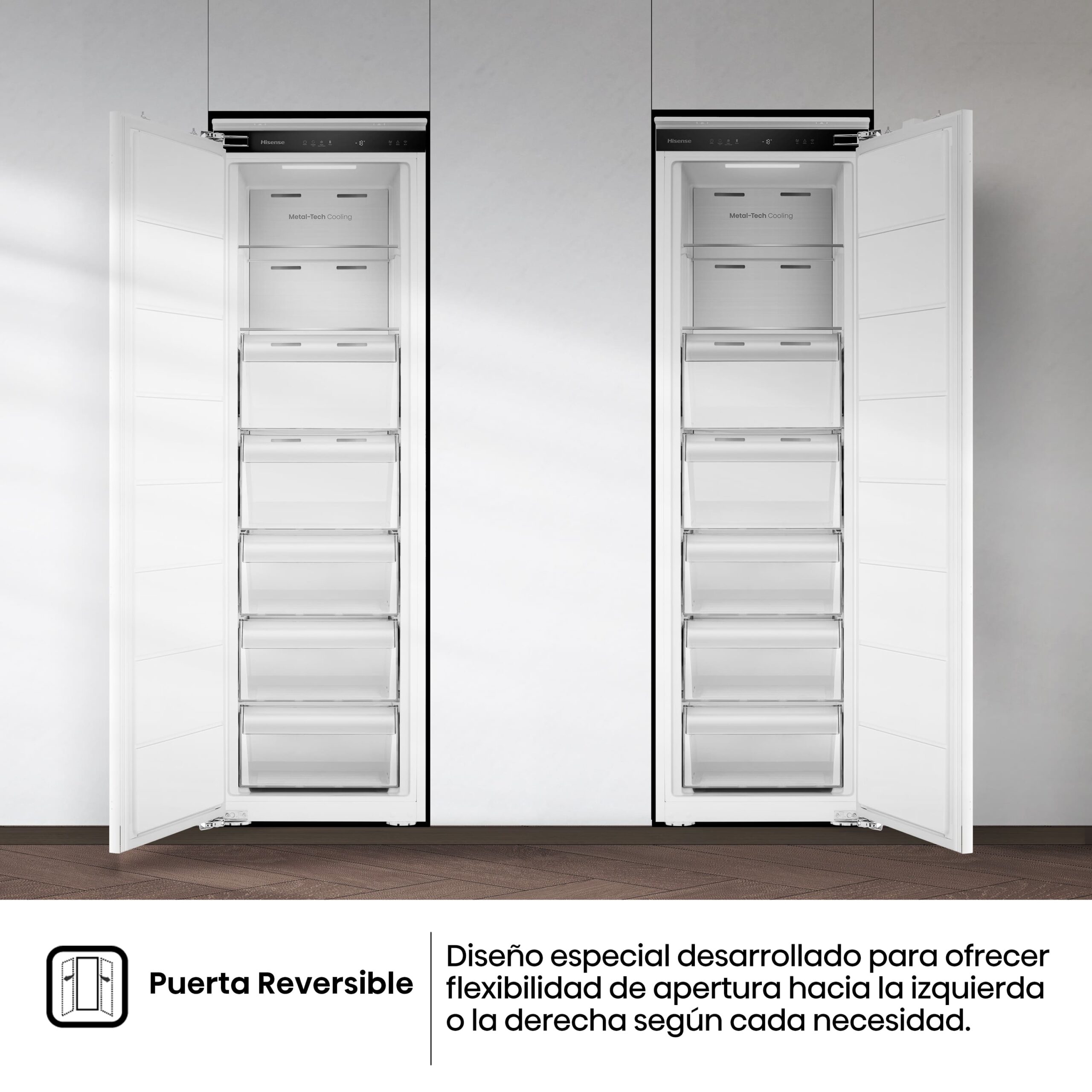 Hisense - FT3B213SAWE – Congelador 1 Puerta Integrable Puerta Fija, Clase E , 235L, Blanco