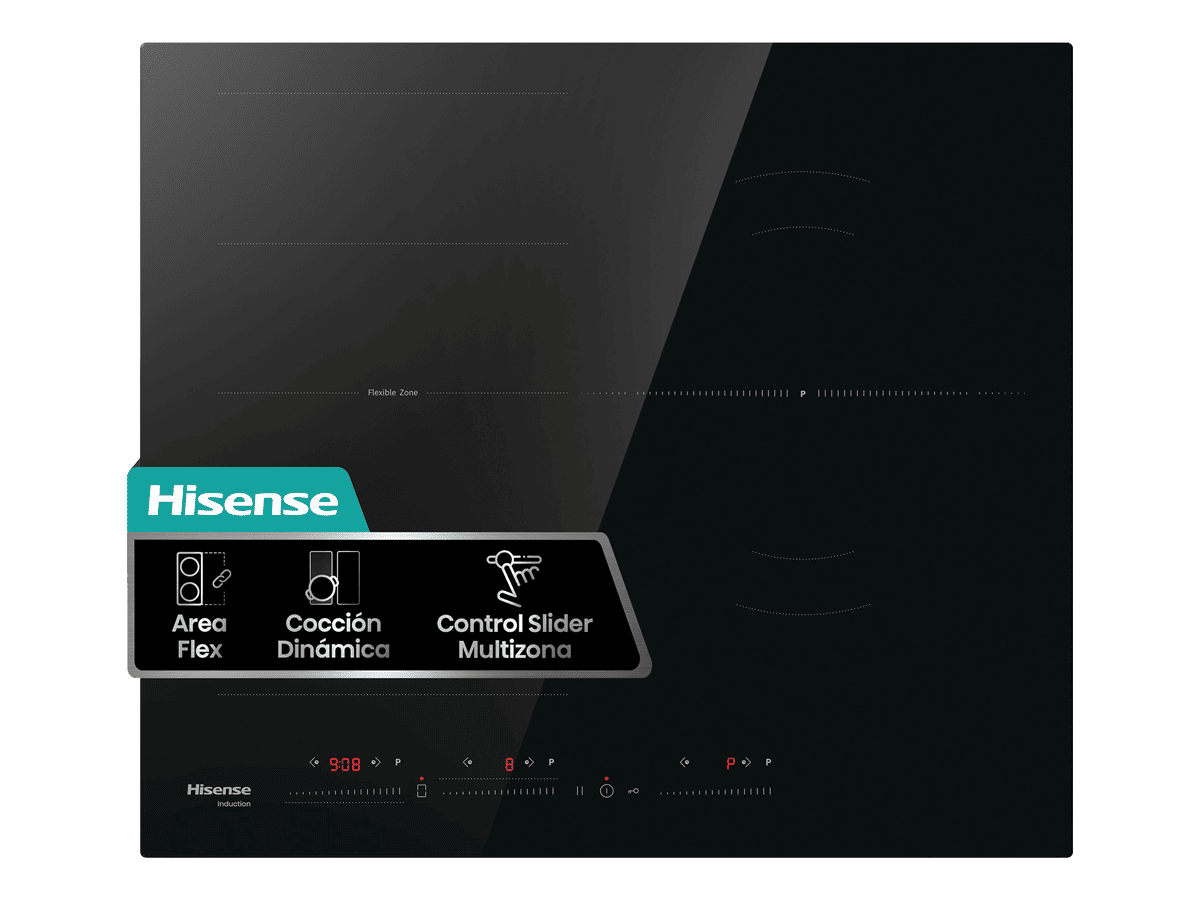 Hisense - HI6352BSCE – Placa Induccion Flex, 3 Zonas, Capacidad 7400W, Color Negro, , 