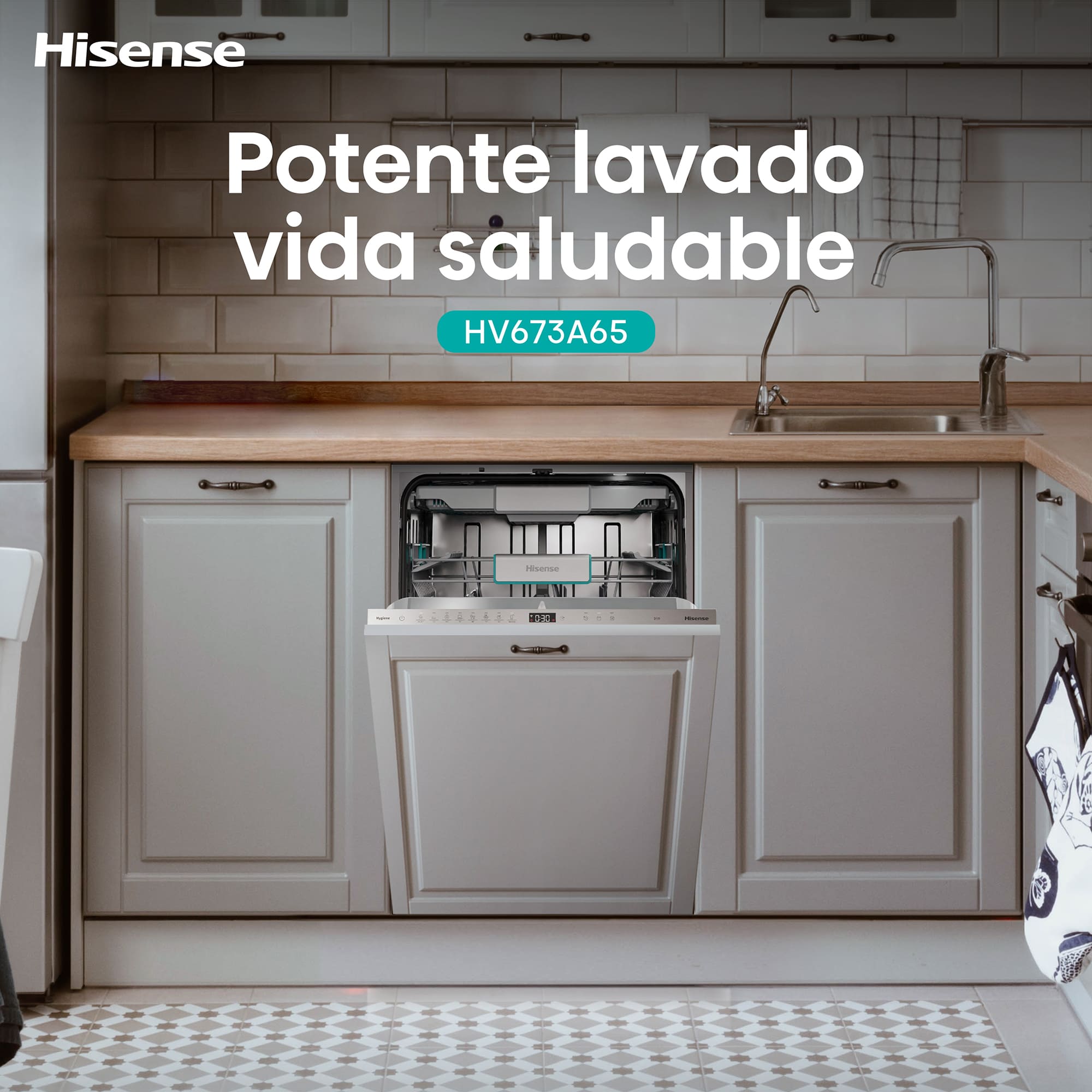 Hisense - HV673A65 – Lavavajillas 60Cm de Encastre, Clase A, Capacidad 16 servicios