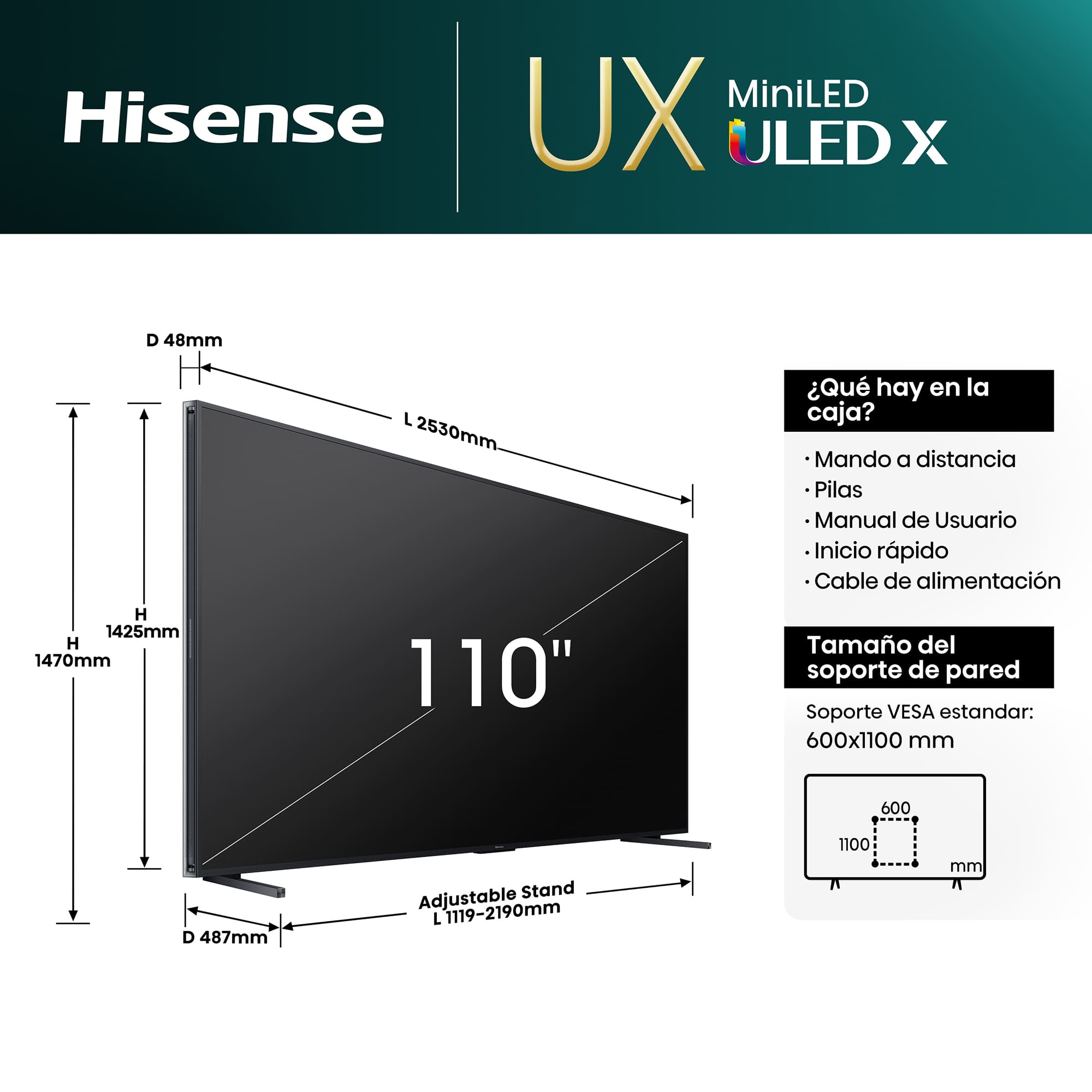 Hisense - Serie UXNQ Mini-LED Televisor con Quantum Dot Colour