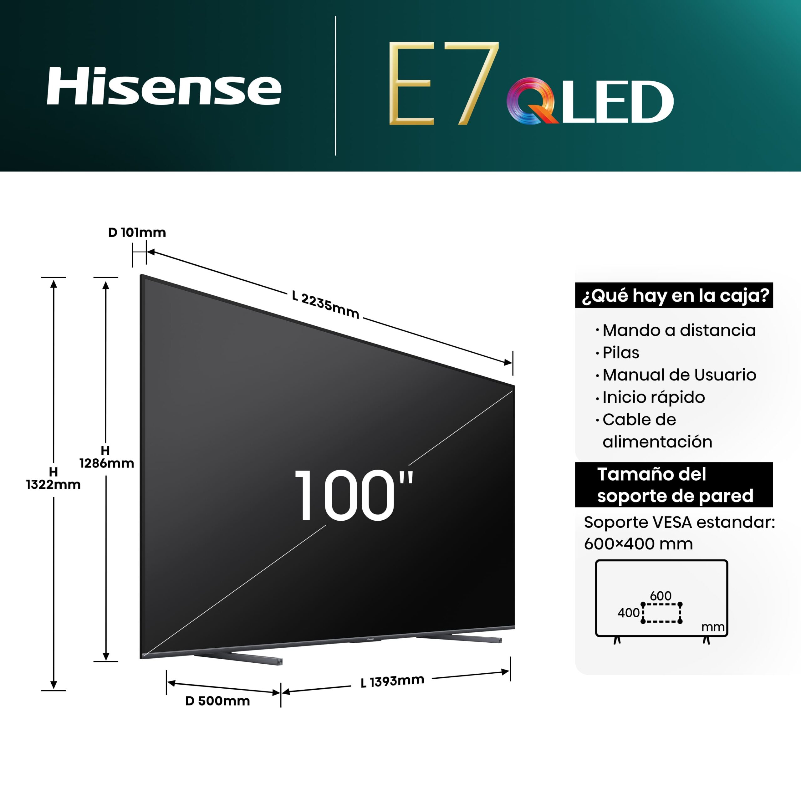 Hisense - QLED TV 100E7NQ Smart TV, Quantum Dot Colour