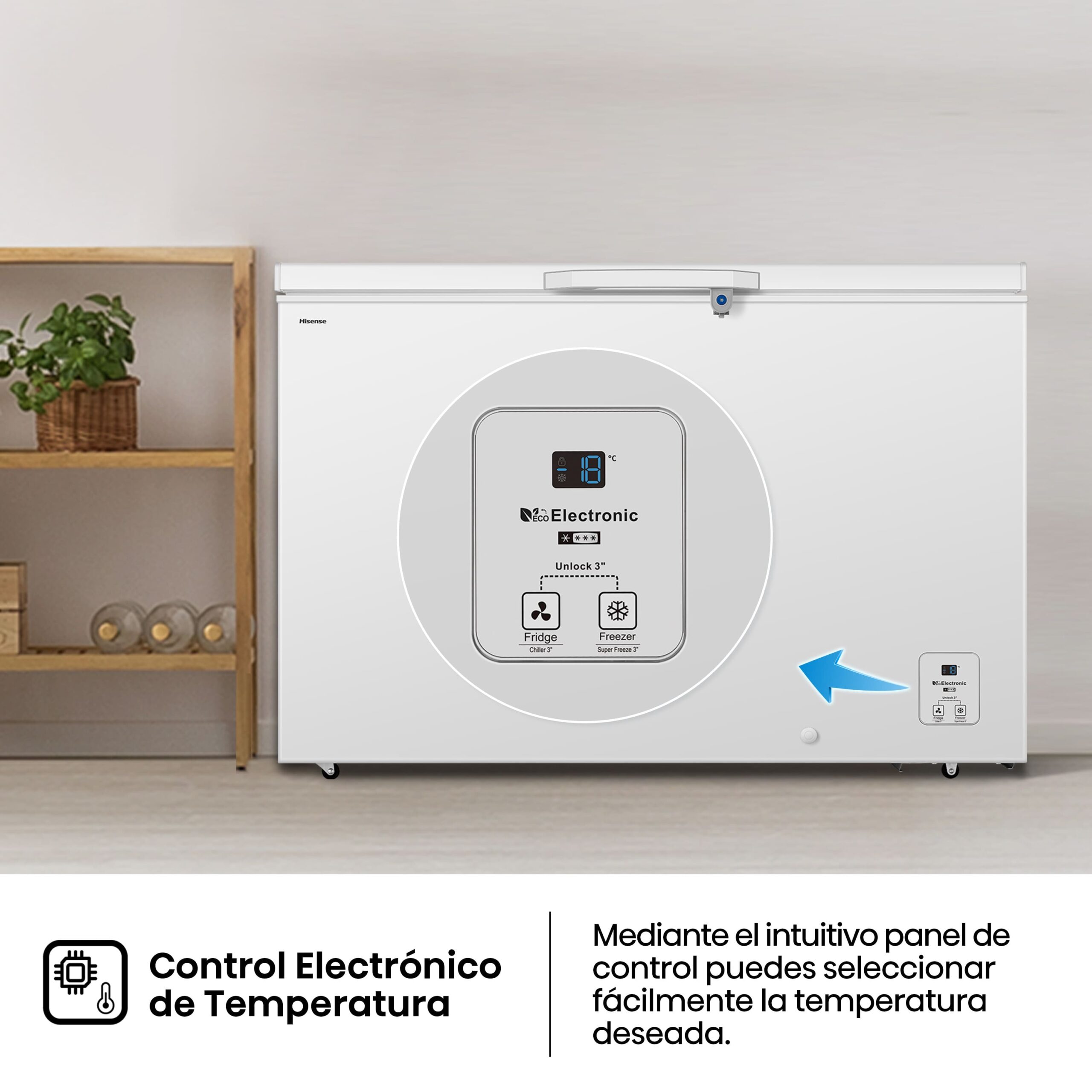 Hisense - FT484D4AWLYD – Arcón Congelador, Clase D, Capacidad 372L, Color Blanco