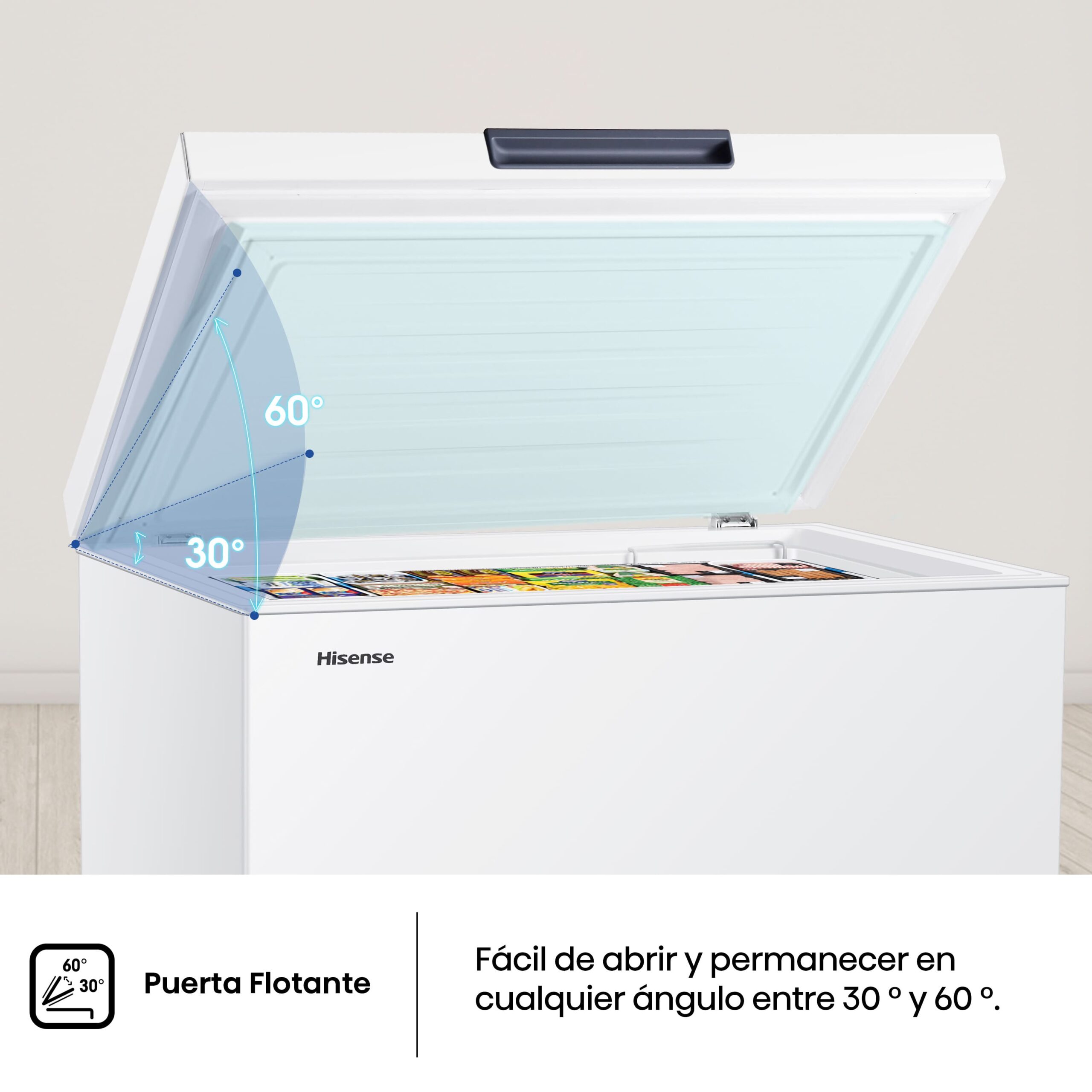 Hisense - FT184D4AWYE – Arcón Congelador, Clase E, 142L, Blanco