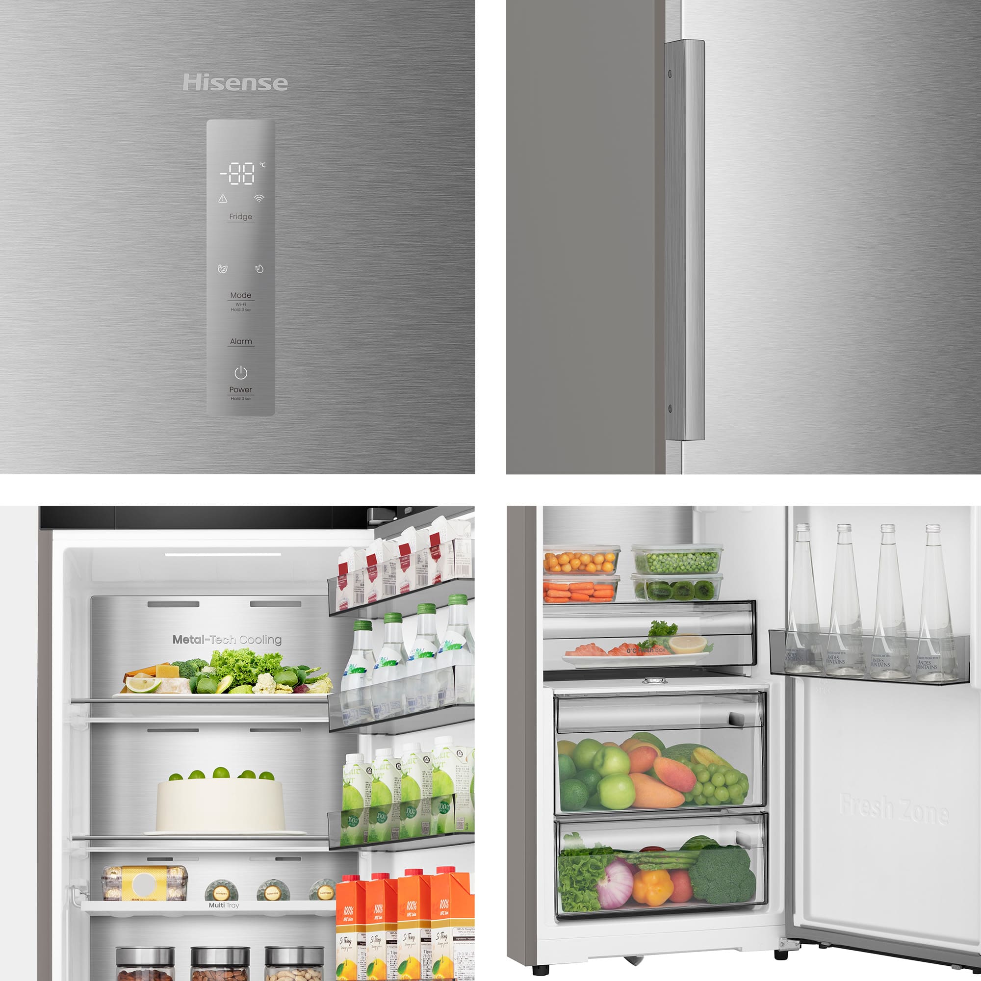 Hisense - RL3K370SAIE – Frigorífico 1 Puerta De Libre Instalación Kitchen Fit, Clase E, Capacidad 372L, Color Inox