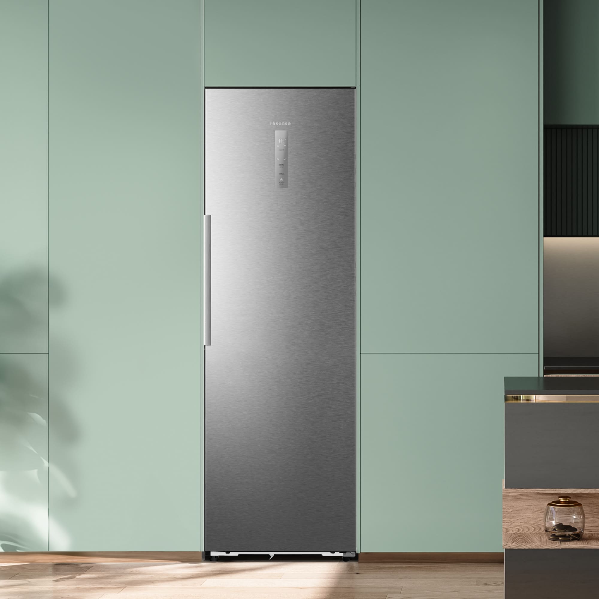 Hisense - RL3K370SAIE – Frigorífico 1 Puerta De Libre Instalación Kitchen Fit, Clase E, Capacidad 372L, Color Inox