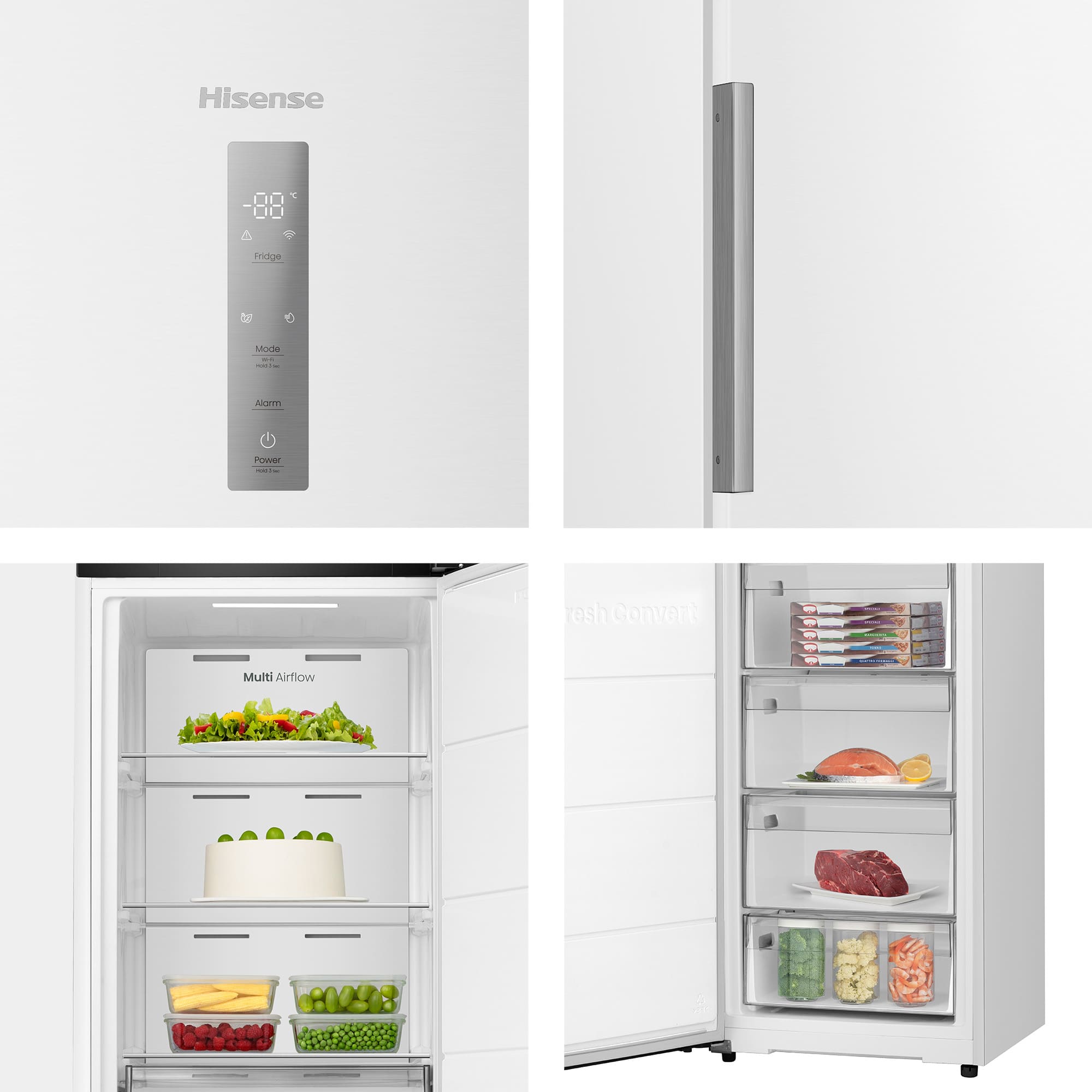 Hisense - FT3K310SEWE – Congelador 1 Puerta De Libre Instalación Kitchen Fit, Clase E, Capacidad 312L, Color Blanco