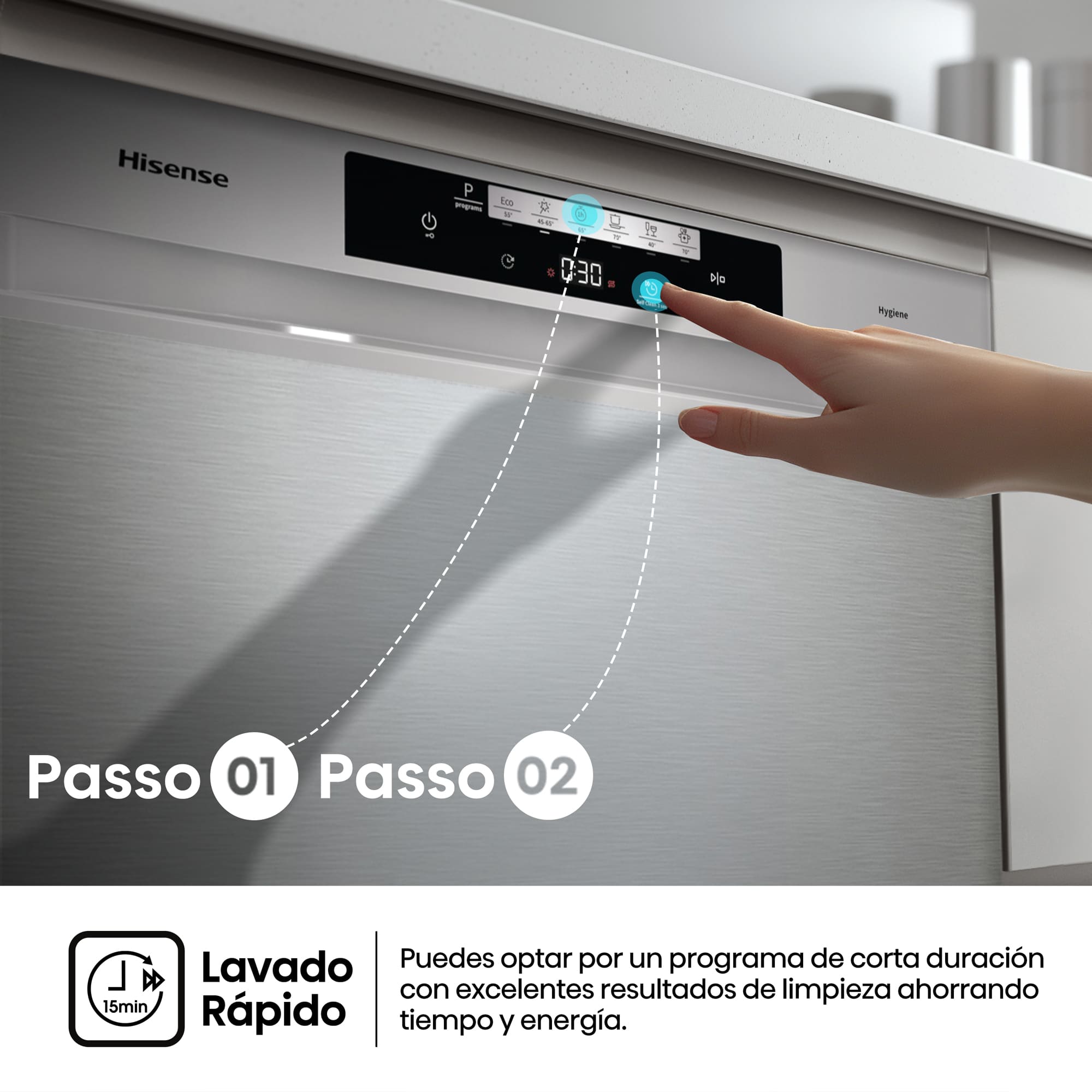 Hisense - HS643C90X – Lavavajillas 60Cm de Libre Instalación, Clase C, Capacidad 16 servicios, Color Inox