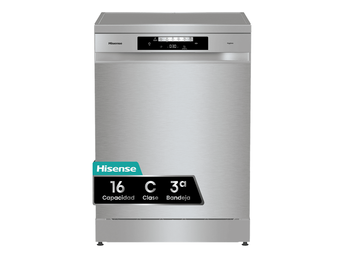 Hisense - HS643C90X – Lavavajillas 60Cm de Libre Instalación, Clase C, Capacidad 16 servicios, Color Inox, , 